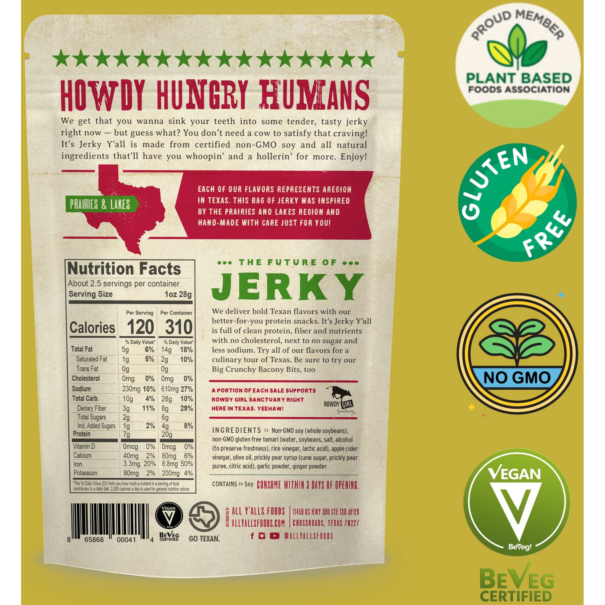 It's Jerky Y'All Plant Based Jerky Variety Pack | Beyond Tender And Tasty Vegan Snacks | Non-Gmo, Gluten Free, Vegetarian (3 Pack)