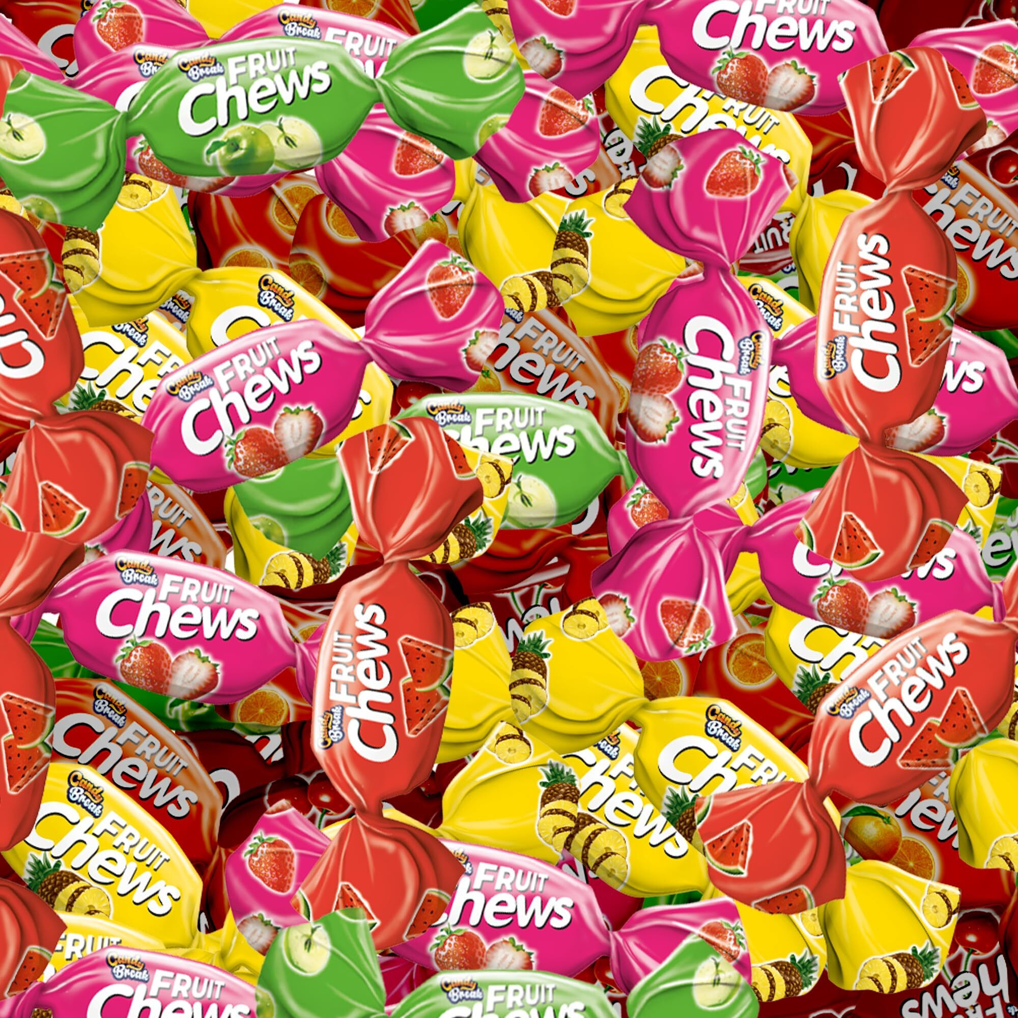 Candy Break Toffix Fruit Chews With Assorted Fruit Flavored Filling 2.2 Lb Bag - Strawberry, Apple, Watermelon, Cherry, Pineapple, Orange Variety Pack - Made With Fruit Juice - Individually Wrapped - Best For Office Snacks And Household Pantry