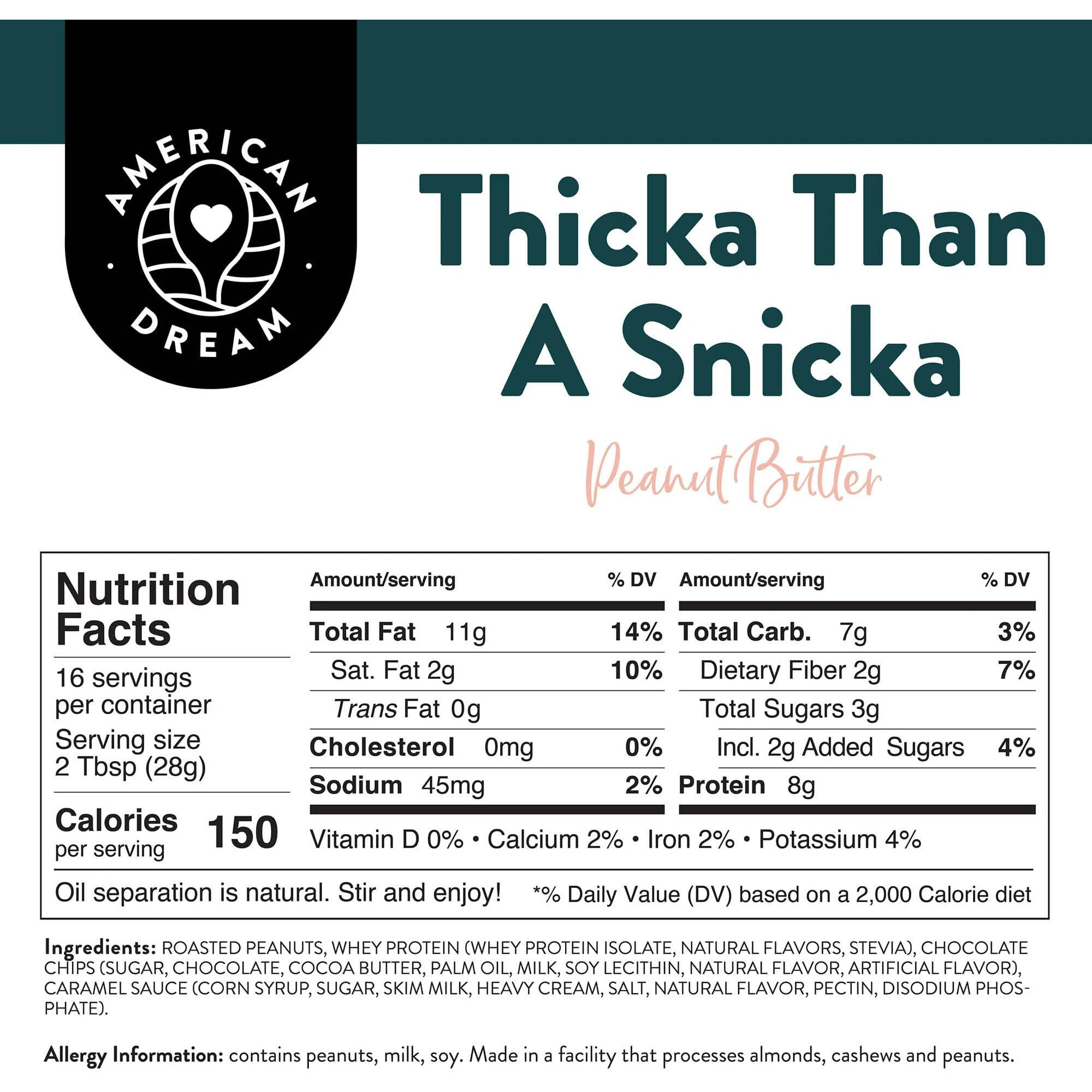 American Dream Nut Butter - Gluten-Free Thicka Than A Snicka Peanut Butter