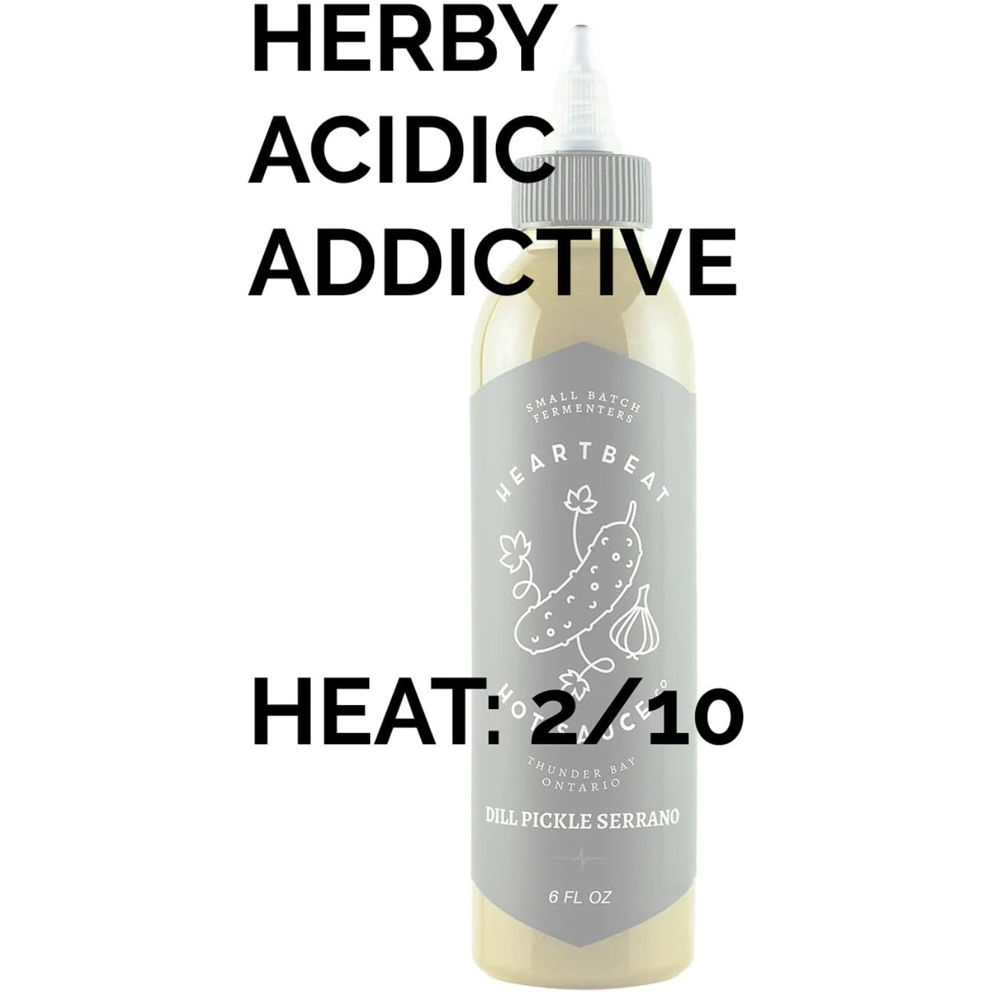 Heartbeat Hot Sauce Co. - Dill Pickle Serrano Hot Sauce, 6 Oz. - Small Batch & Handmade, Vegan, Gluten Free, Preservative Free