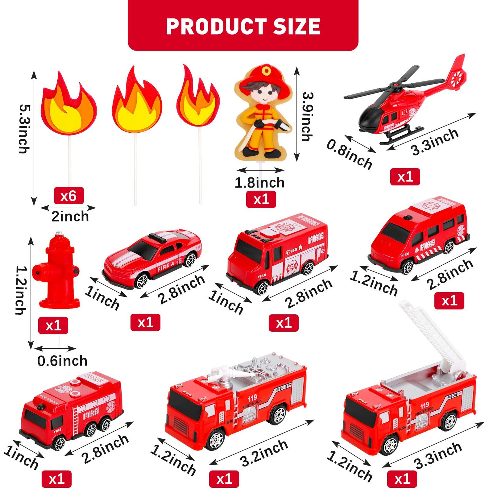 15 Pieces Fire Truck Cake Topper Fireman Cake Topper Firetruck Birthday Decorations For Fireman Fire Trucks Birthday Party Cake Decoration Supplies