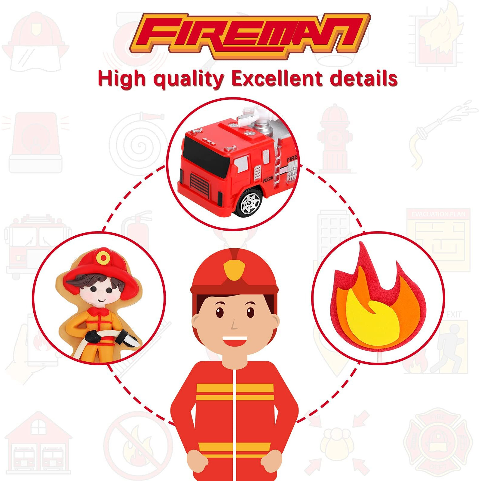 15 Pieces Fire Truck Cake Topper Fireman Cake Topper Firetruck Birthday Decorations For Fireman Fire Trucks Birthday Party Cake Decoration Supplies