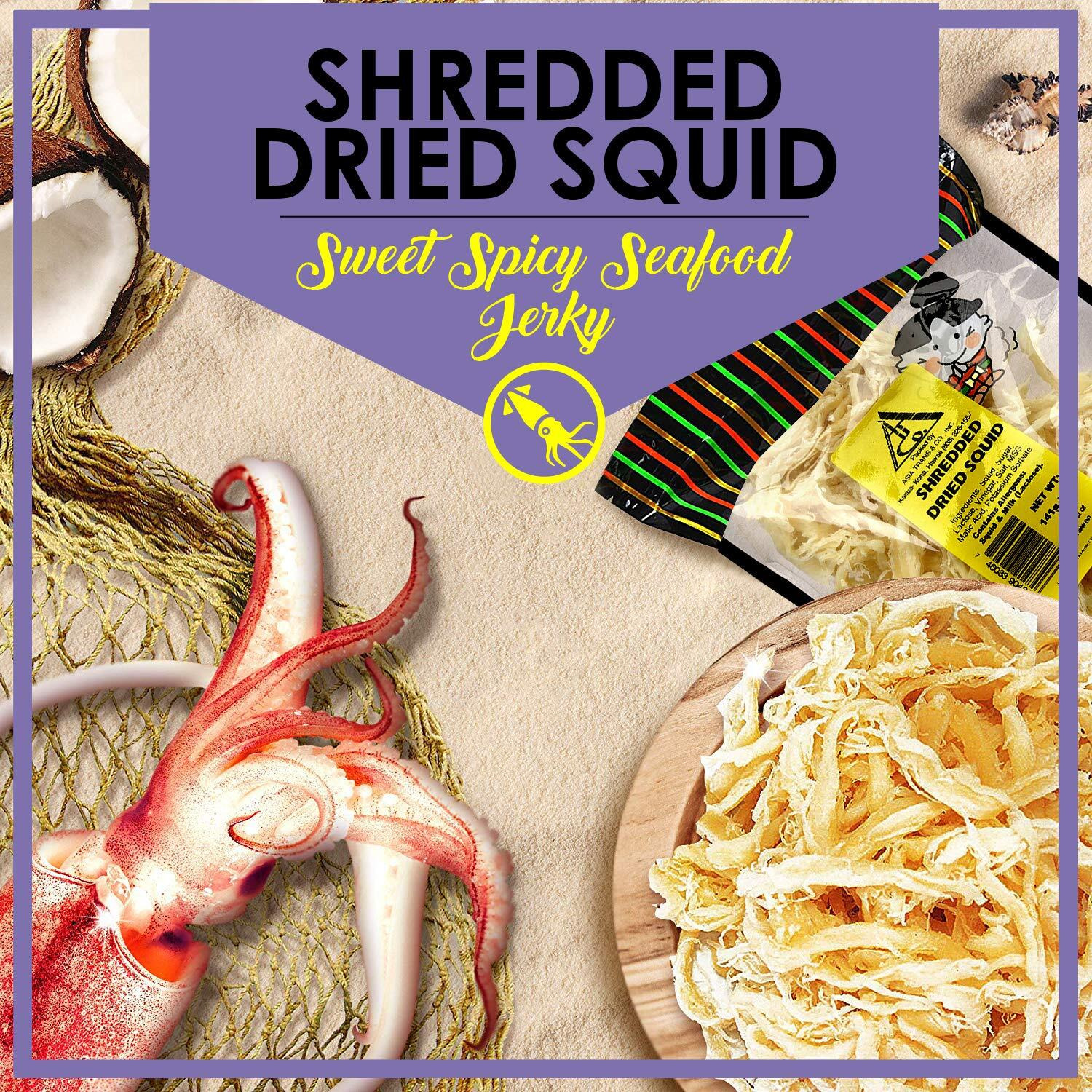 Asia Trans Saki Ika Dried Cuttlefish Snack | Hawaiian Seafood Jerky | High-Protein, Low-Fat, Low-Calorie (5 Oz.)
