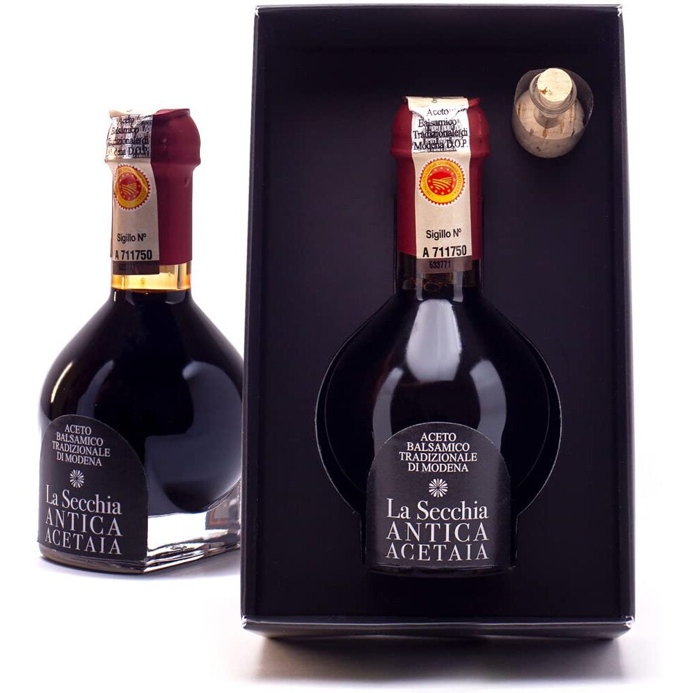 La Secchia - "&quotAffinato"", Traditional Aged Balsamic Vinegar Of Modena Dop, Aged Minimum 12 Years, 100 Ml Bottle Of Italian Balsamic Vinegar Aged, With Gift Box And Blown Glass Dispenser
