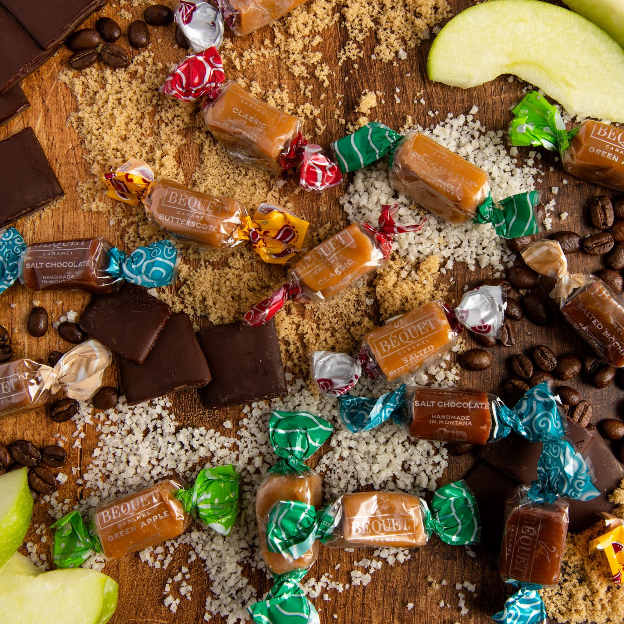 B  Quet Caramel - Salted Butterscotch Gourmet Candy - Candy Individually Wrapped - Gourmet Sea Salt Candy - Made In Montana - Kosher (Star D) And Gluten Free - 24Oz Resealable Pouch