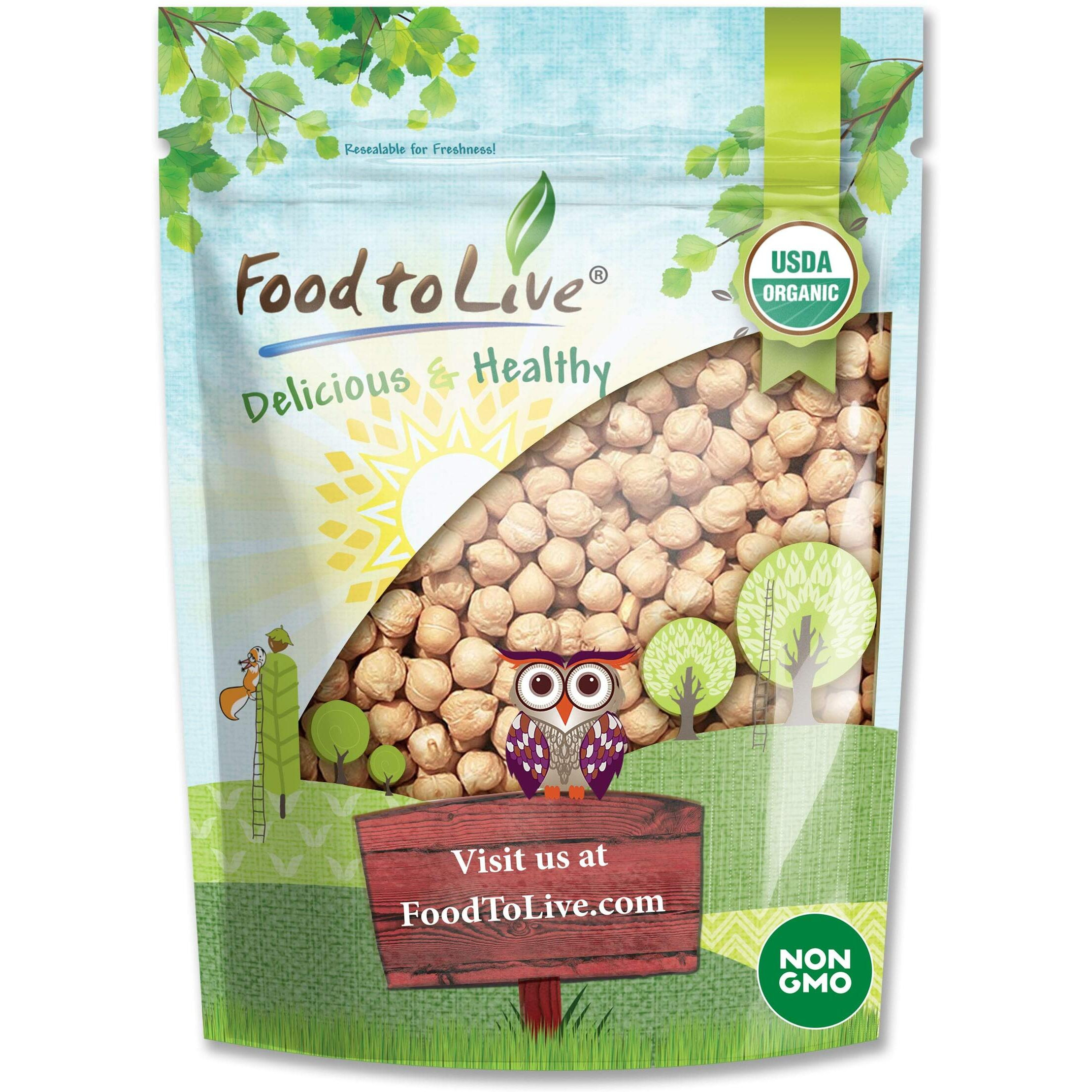 Food To Live Organic Garbanzo Beans, 3 Pounds - Dried Chickpeas, Non-Gmo, Kosher, Raw, Sproutable, Bulk
