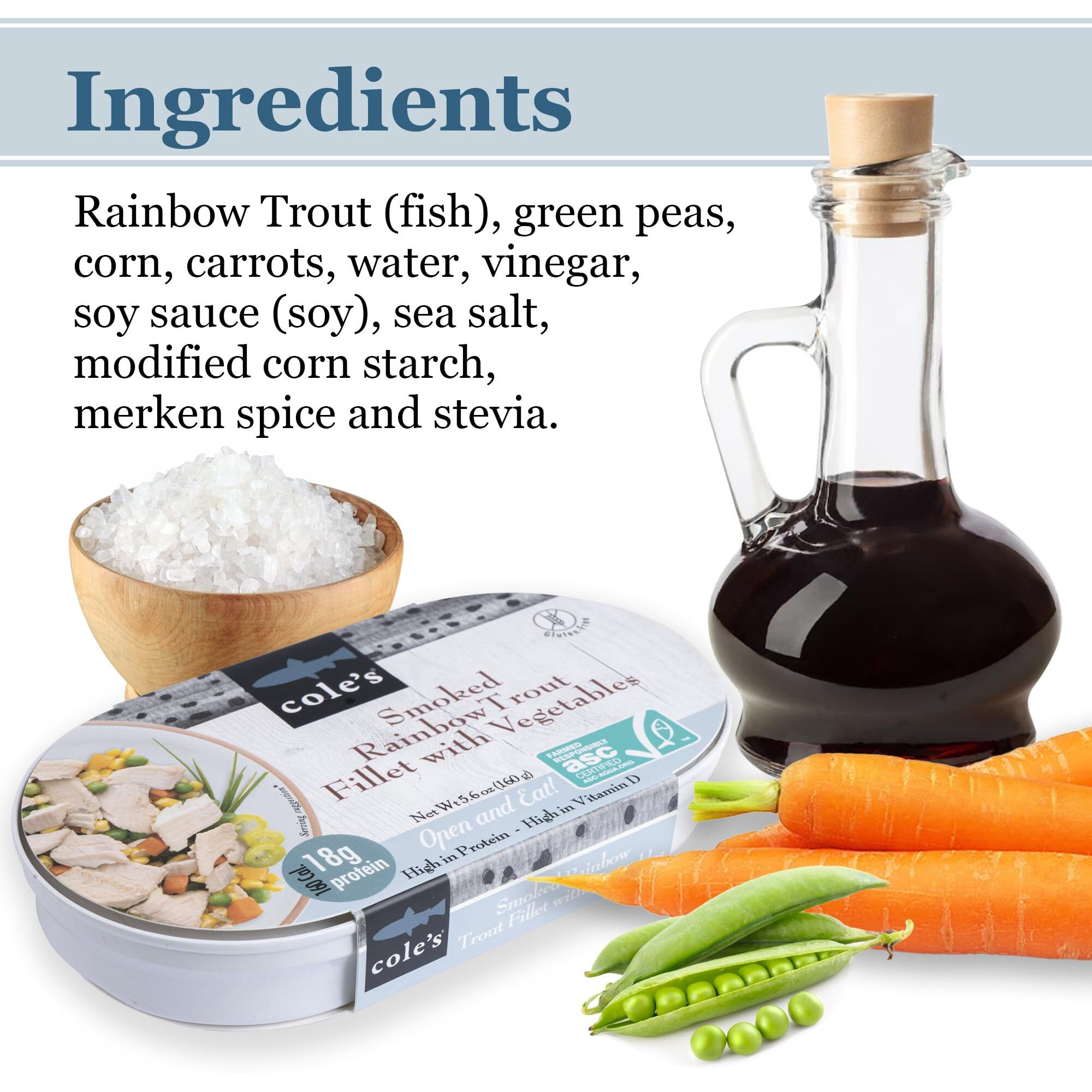 Coles - Smoked Rainbow Trout Fillet With Vegetables| Open & Eat | Ready To Eat Meal | 5.6 Oz Hand-Packed Canned Fish | 19G Protein | High In Vitamin D | Tinned Fish