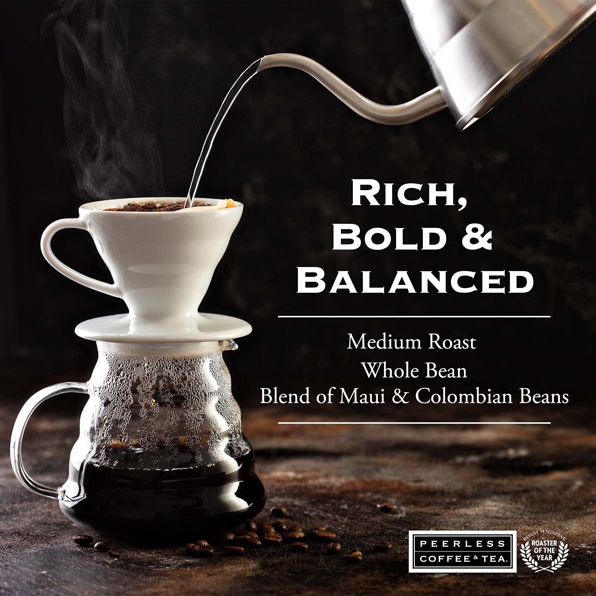 Peerless Hawaiian Whole Bean Coffee (2 Lb.) - Hawaiian Island Blend, Medium Roast, Blend Of Maui Coffee Beans With Colombia Coffee Beans, Made From 100% Arabica Beans