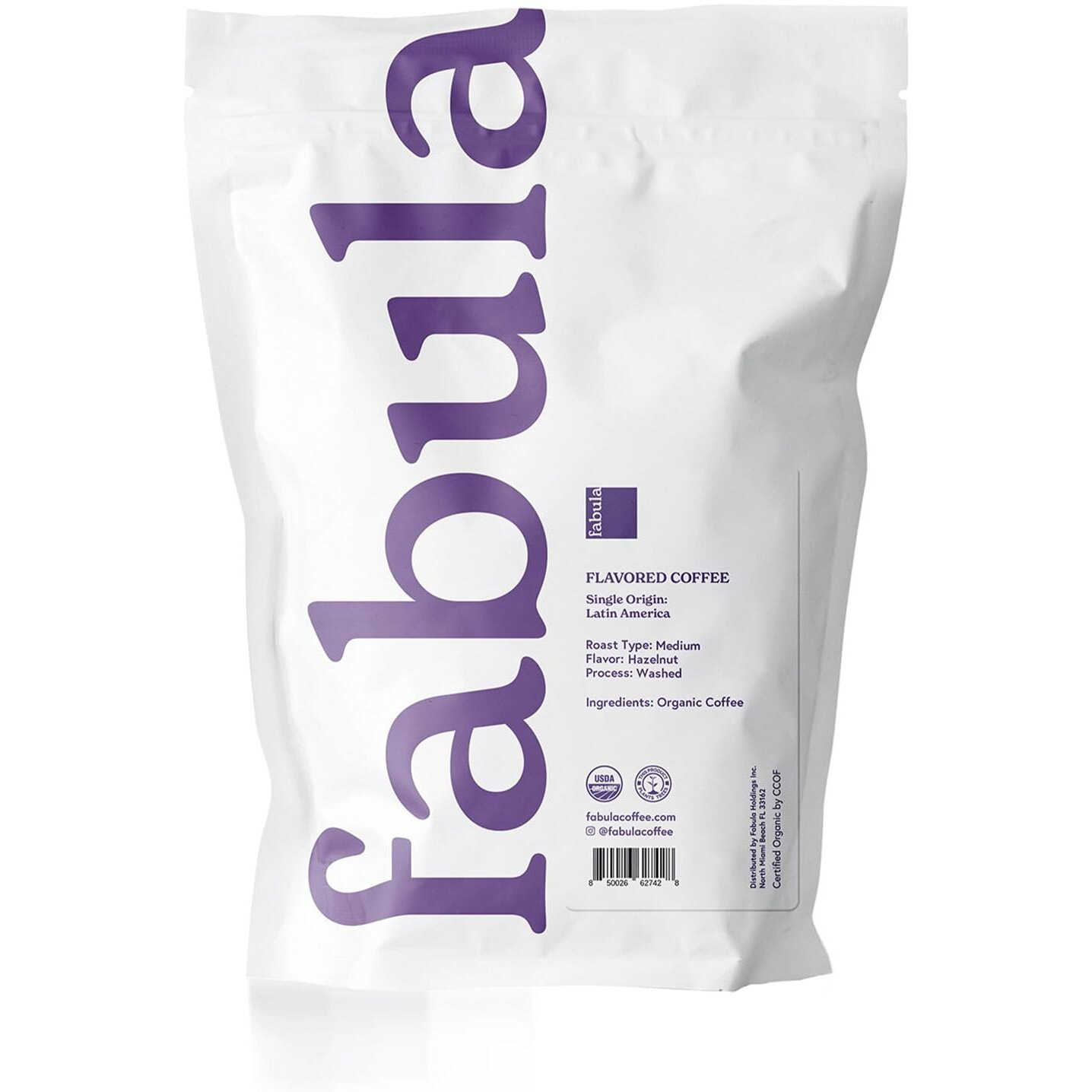 Fabula Hazelnut Flavored Organic Coffee Freshly Grounded - Low Acid - Single Origin - Non-Gmo - Mold Free - 12 Ounces