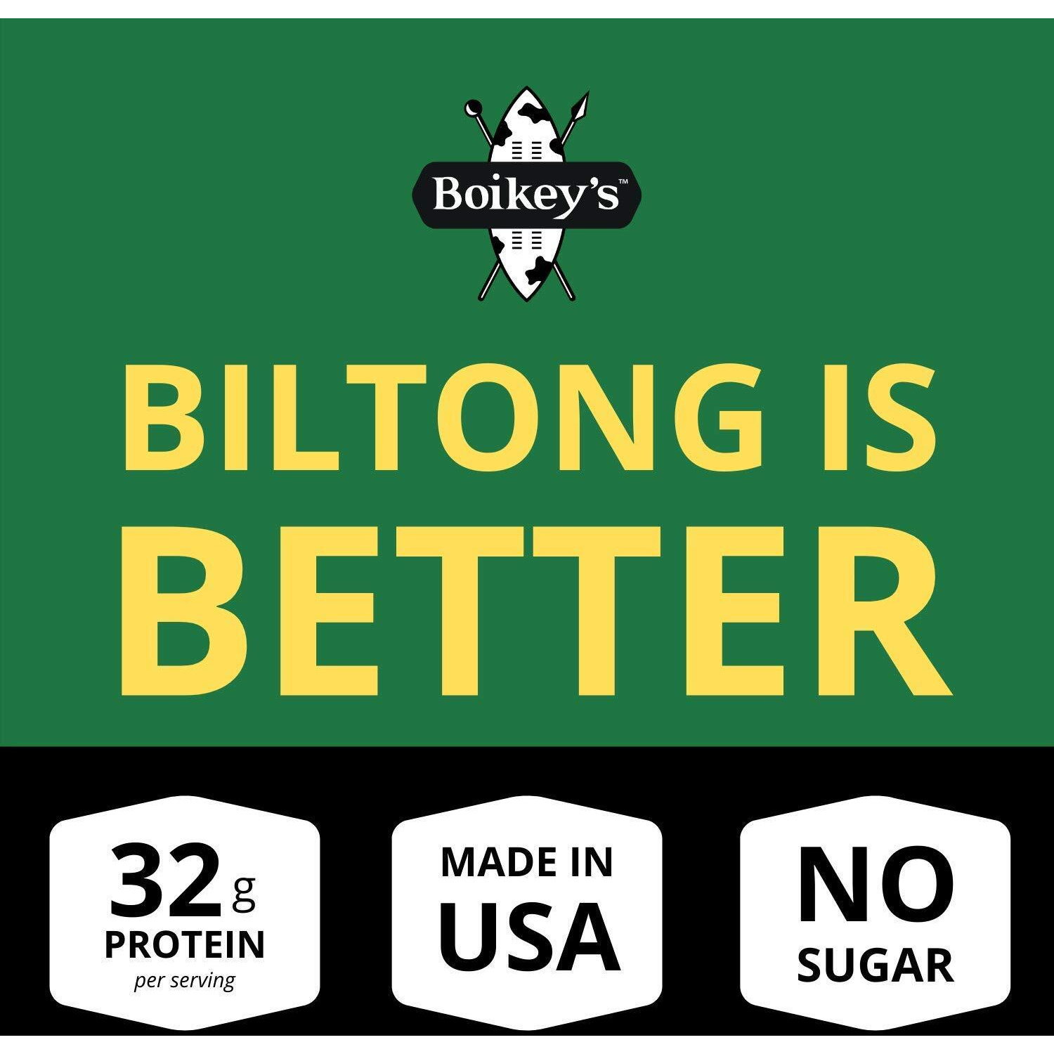 Boikeys Biltong | South African Style Beef Jerky. Gluten Free. No Sugar. Keto Friendly. (Traditional, 3 Pack - 2 Ounce Pouches)