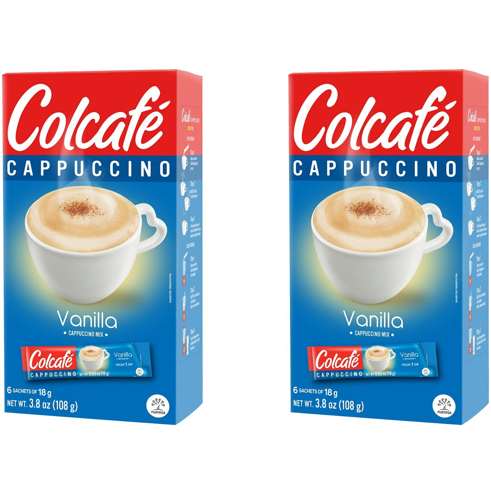 Colcaf   French Vanilla Cappuccino Instant Mix | Convenient & Portable Packs | 100% Colombian Coffee | Make Hot Or Cold | 6 Count (Pack Of 2)