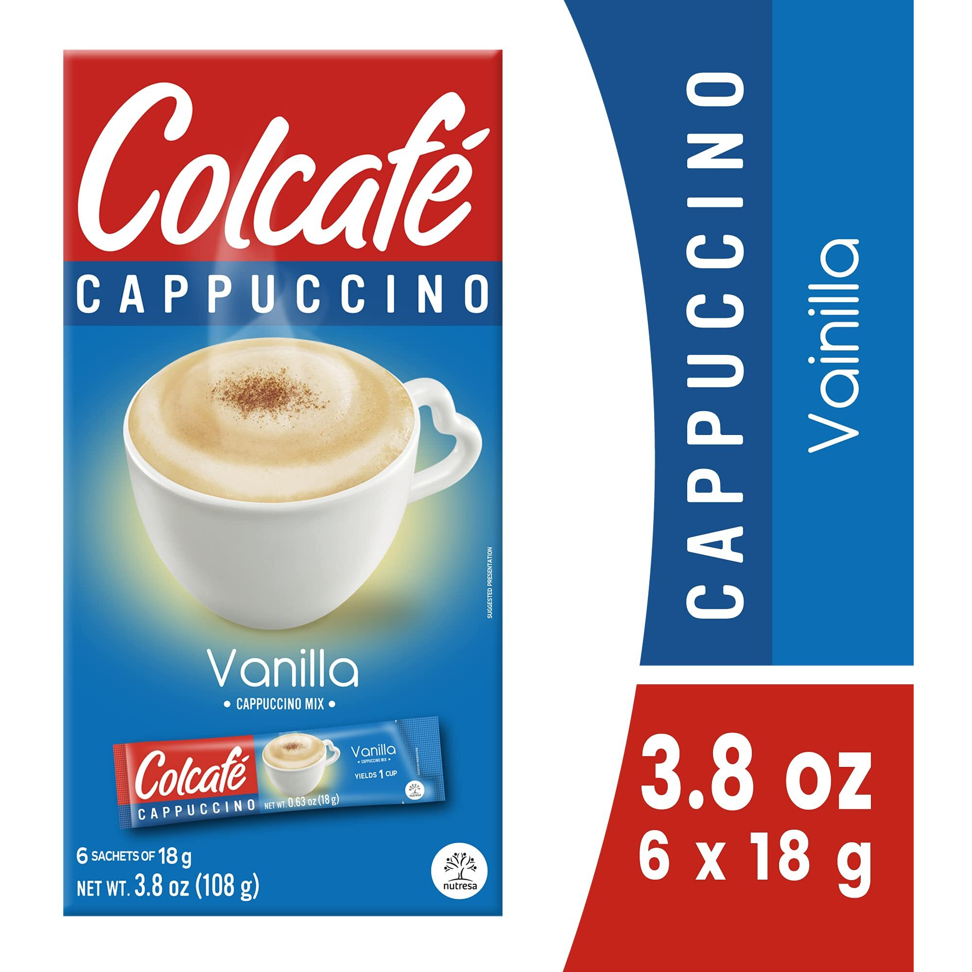 Colcaf   French Vanilla Cappuccino Instant Mix | Convenient & Portable Packs | 100% Colombian Coffee | Make Hot Or Cold | 6 Count (Pack Of 2)