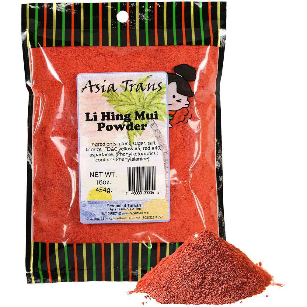 Asia Trans Li Hing Mui Crack Seed Plum Powder - Hawaiian Favorite - Sweet, Sour, & Salty Dried Asian Umeboshi Topping For Desserts And Snacks (16 Oz)