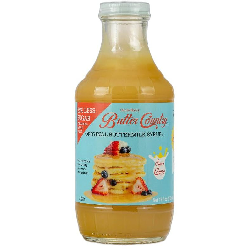 Butter Country Rich & Creamy Buttermilk Syrup | Original Buttermilk Flavor | No Artificial Flavors, No Corn Syrup, Gluten-Free, Rbst-Free Dairy | Syrup For Pancakes, Waffles & Desserts | 16 Fl Oz/1 Pack