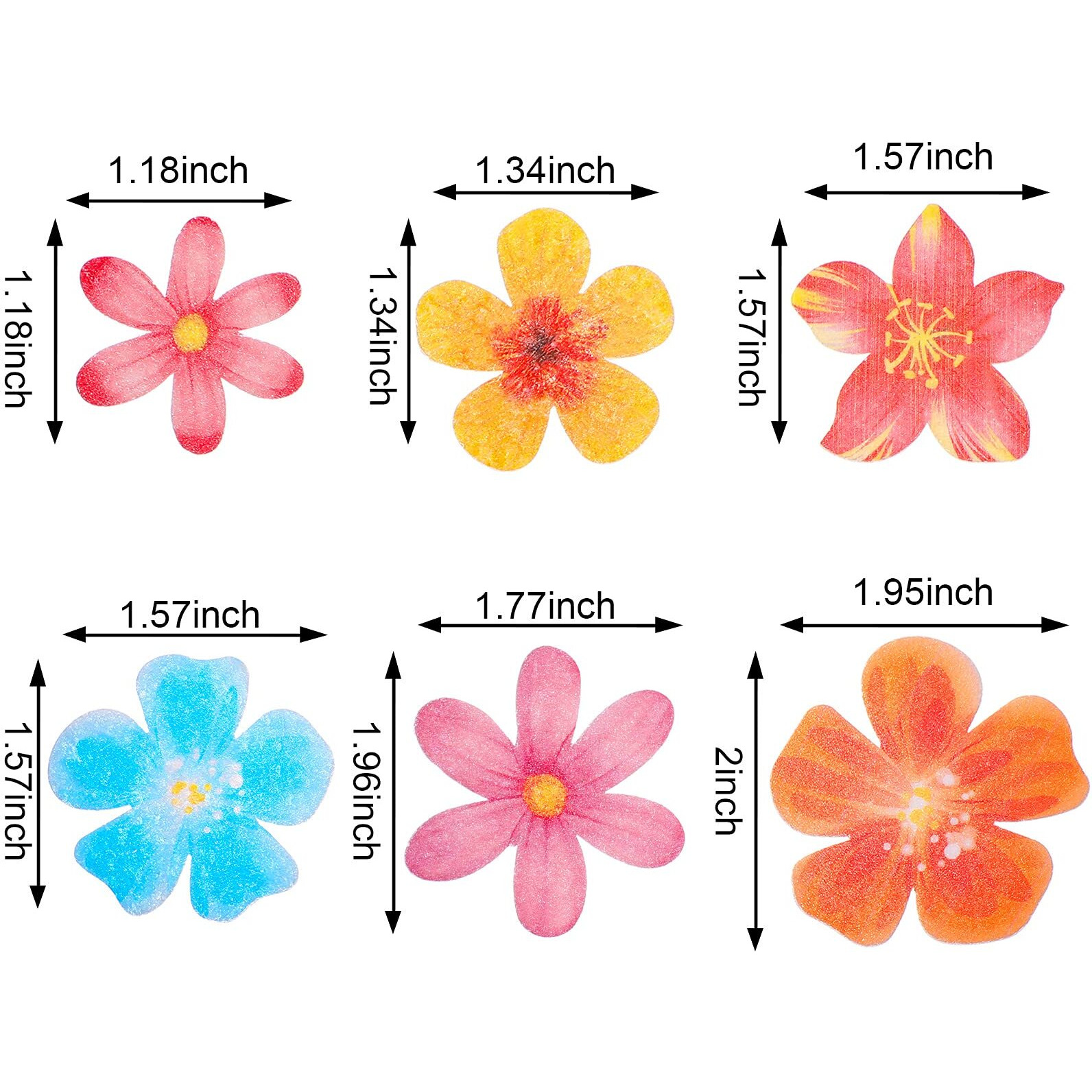 314 Pieces Flowers Cupcake Toppers Wedding Cake Wafer Flowers Cupcake Toppers Birthday Party Food Decoration Mixed Size And Colors