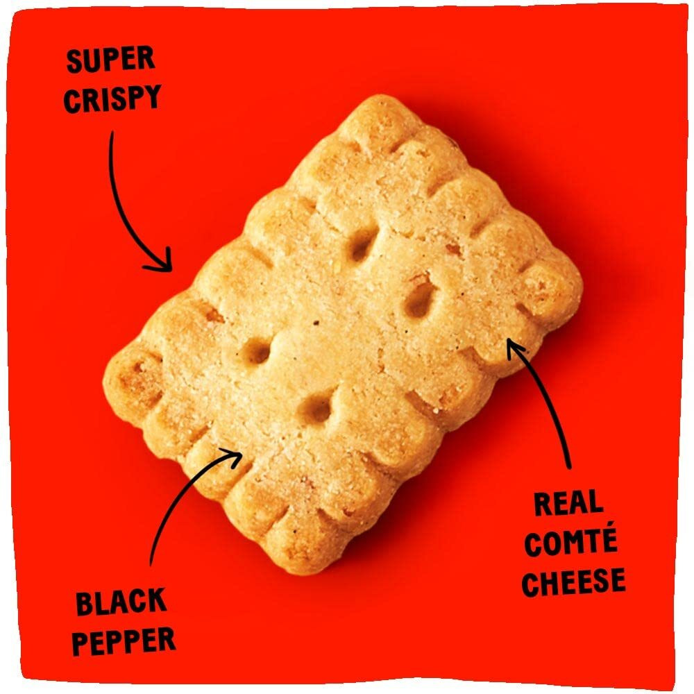 Michel Et Augustin Cheese Crackers, Comt   Cheese Biscuits With Black Pepper, Crispy Gourmet Snacks, Savory Snacks Party Crackers, 3-Pack, 3.5 Oz. Bags