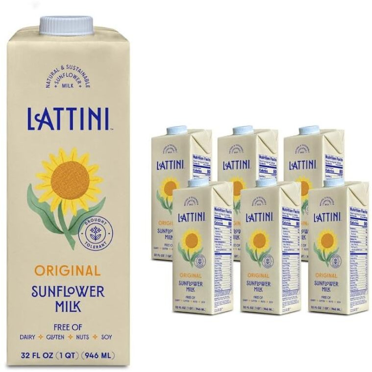 Lattini Original Non-Dairy Sunflower Milk | Plant-Based, Vegan, Sustainable, Non-Gmo - Allergen Free Milk Alternative 32 Fl Oz (Pack Of 6)