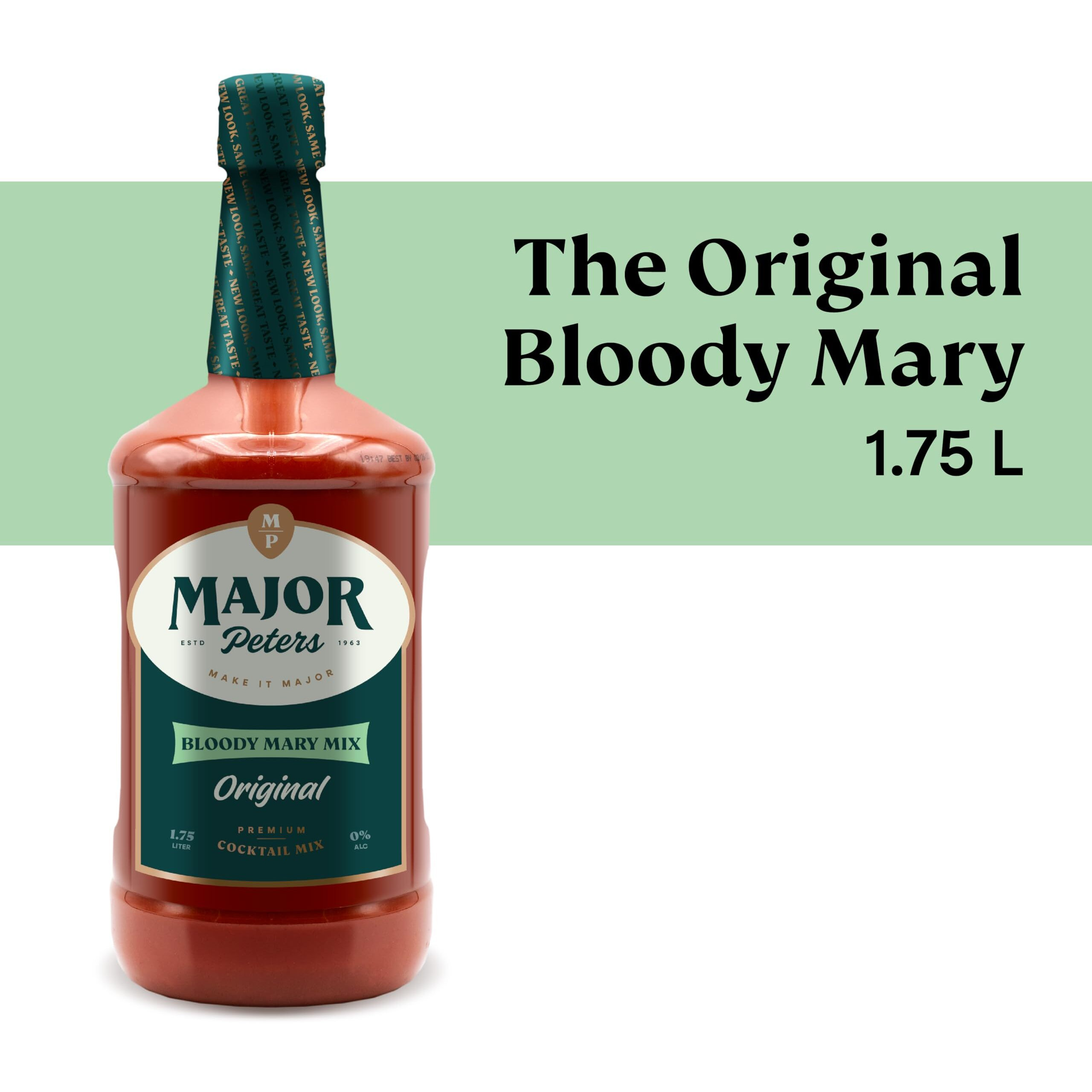 Major Peters' Premium, Full Body Bloody Mary Mix, Only Add Spirits & Garnishes For Ideal Drink, Original (59.2 Fl Oz Pack Of 1)