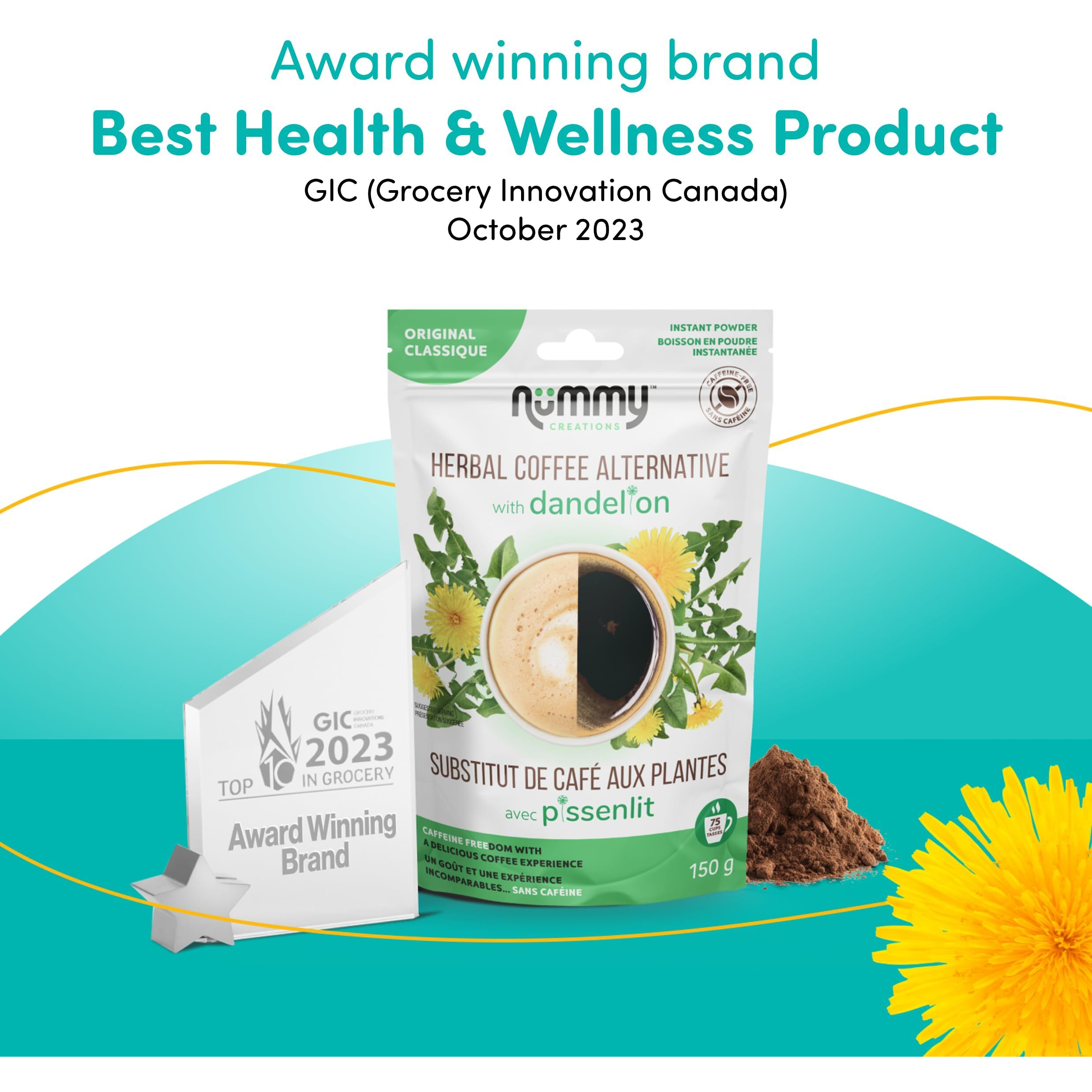 Nummy Creations Vanilla (New Bold Flavor) Instant Herbal Coffee Alternative With Dandelion. Caffeine-Free, All Natural, Coffee Substitute, Chicory Coffee, Full Bodied Caf   Taste. Makes Up To 150 Cups. 10.58Oz.