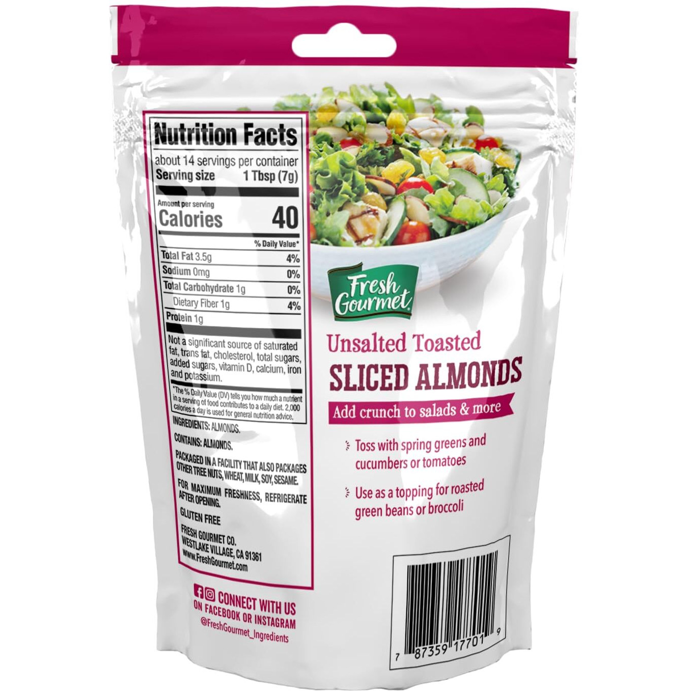 Fresh Gourmet Sliced Almonds | Toasted Flavor | 3.5 Ounce, Pack Of 9 | Crunchy Snack And Salad Topper