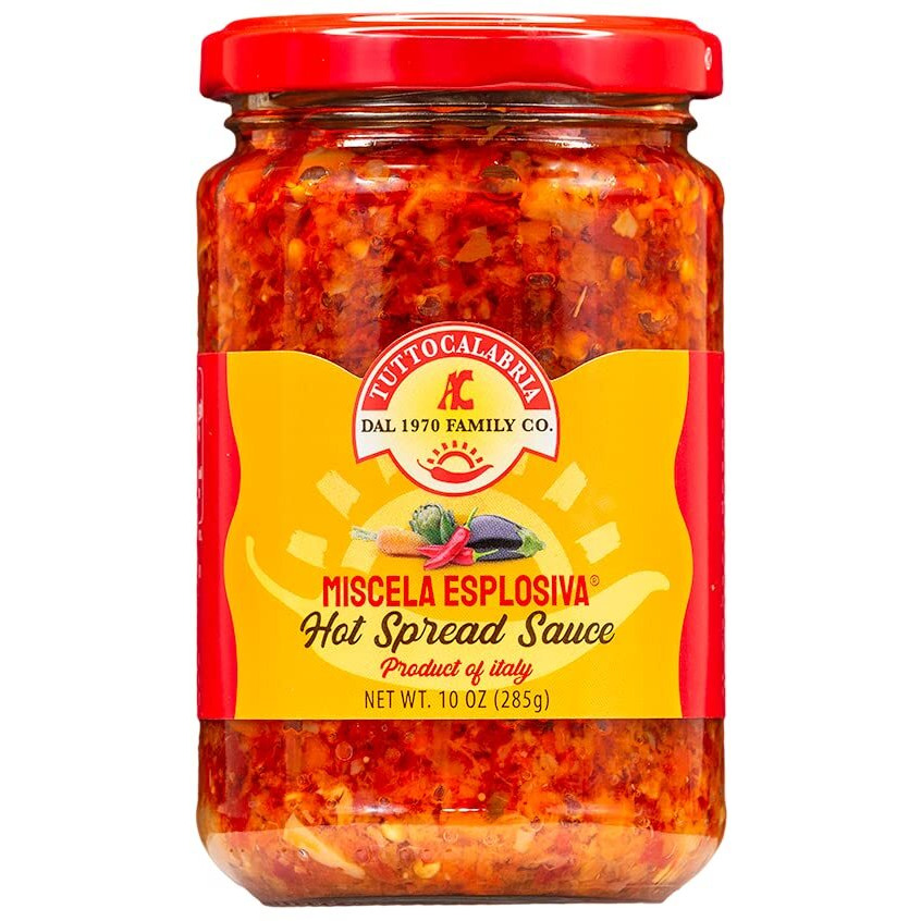 Hot Spread Sauce, Miscela Esplosiva, Tuttocalabria, 10 Oz (285G), Minced Calabrian Chili & Giardiniera Vegetables
