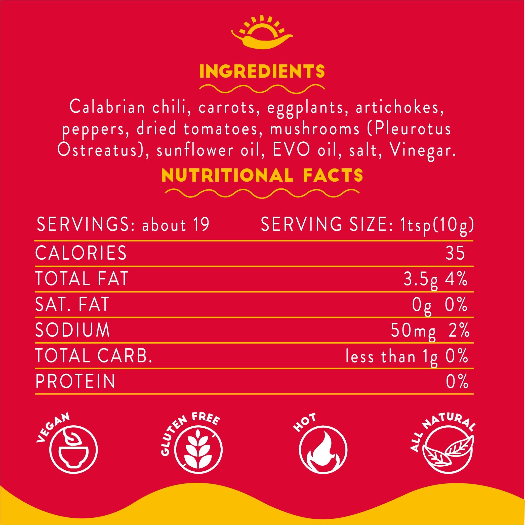 Hot Spread Sauce, Miscela Esplosiva, Tuttocalabria, 10 Oz (285G), Minced Calabrian Chili & Giardiniera Vegetables