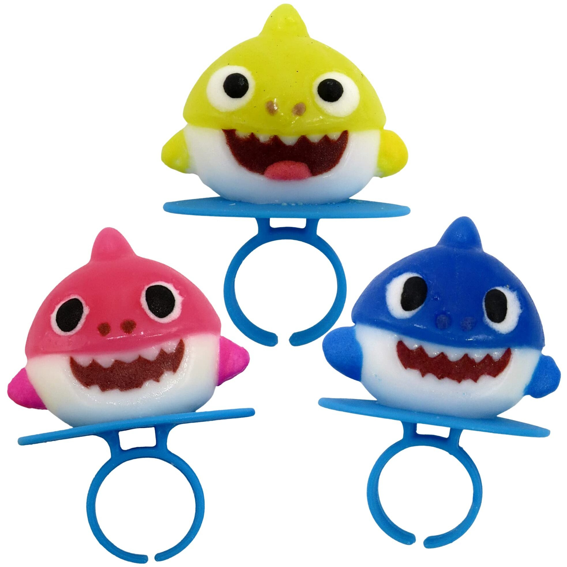 Imaginings 3 Baby Shark Lollipop Rings, Individually Wrapped Birthday Party Favors And Supplies, Character Shaped Assorted Fruit Flavored Lollipops, Candy Easter Basket Stuffers, 20 Ring, 0.84 Ounces