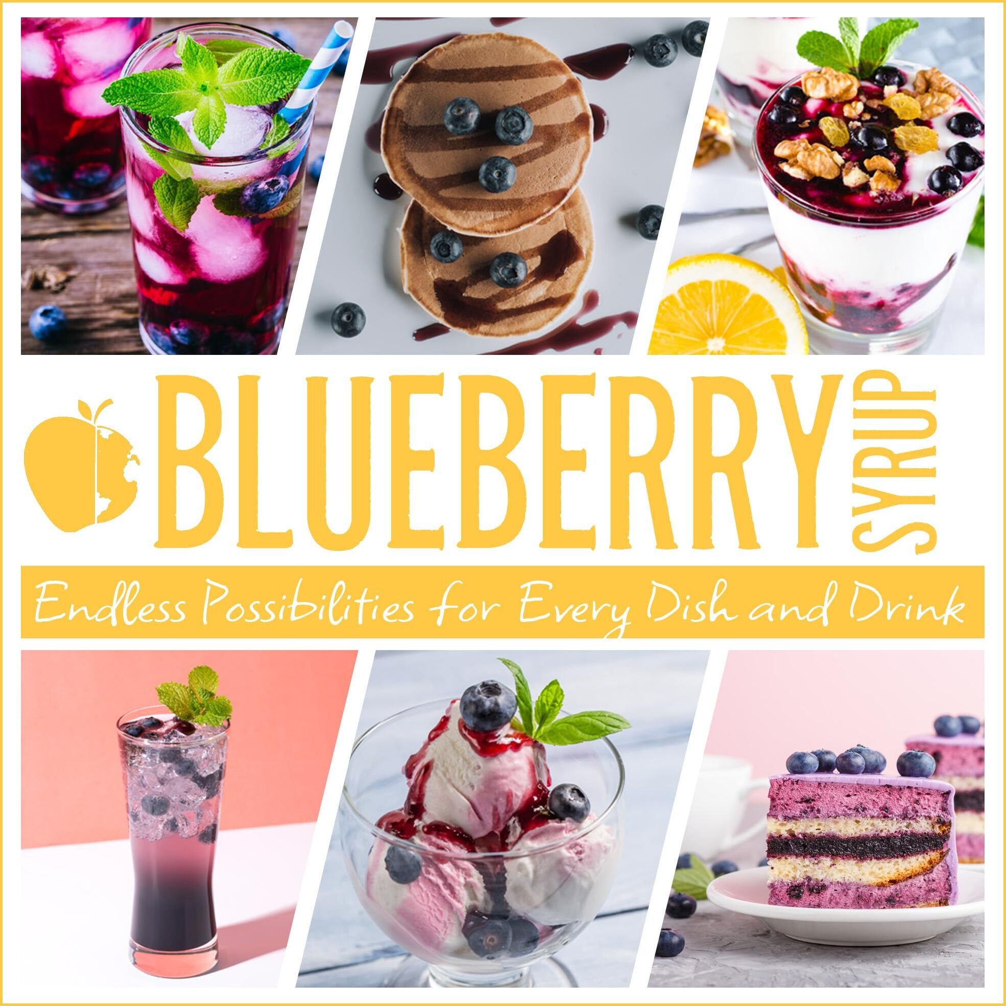 Gourmanity Blueberry Syrup, 3 Ingredients Only, Sweet And Tangy Blueberry Pancake Syrup, Great For Waffles, Snow Cones, Ice Cream Topping And Cocktails, 16.9Fl Oz/500Ml Glass Bottle