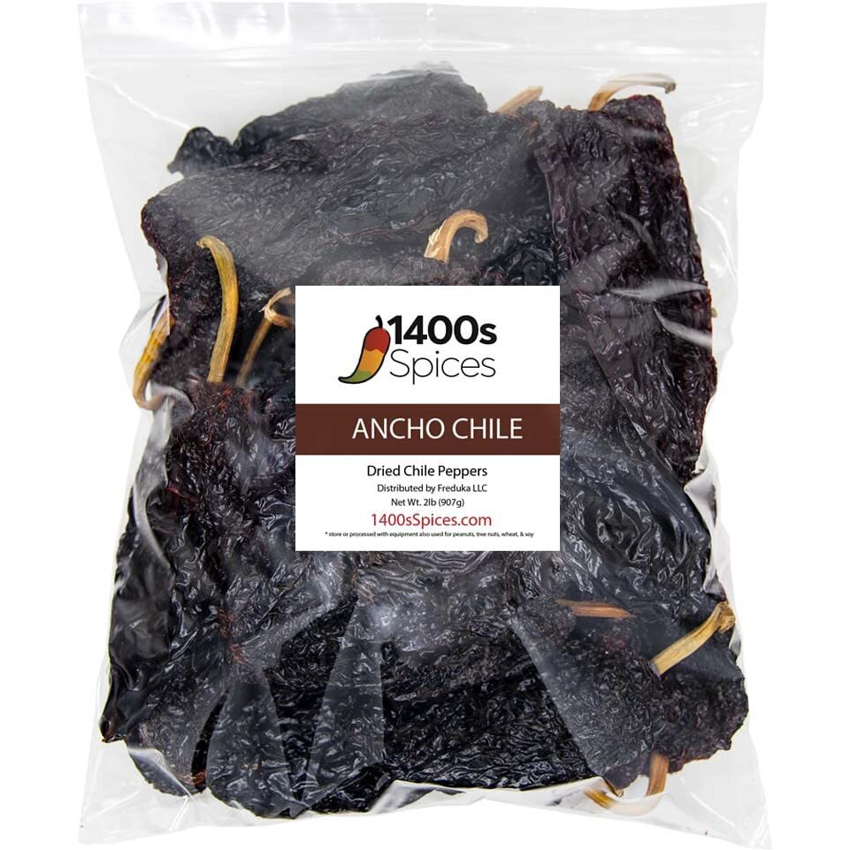 2Lb Ancho Chili Dried Peppers Bulk, Food Service By 1400S Spices