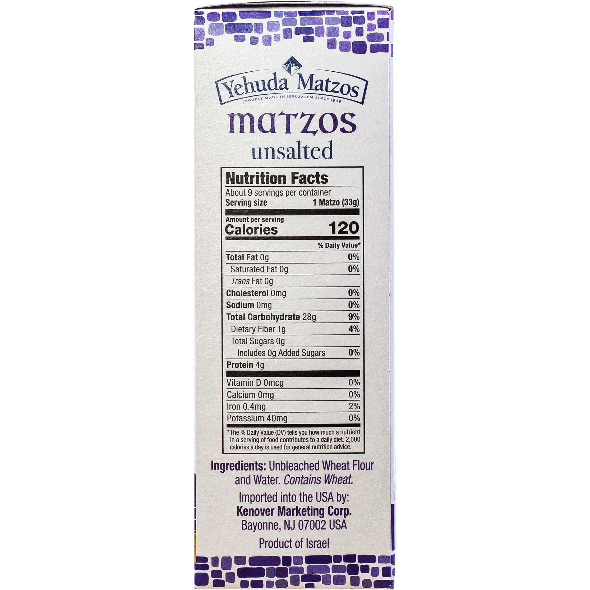 Yehuda Unsalted Matzo Thins, 10.5Oz (3 Pack) Airy, Crisp & Delicious Matzah Crackers | Kosher For Passover