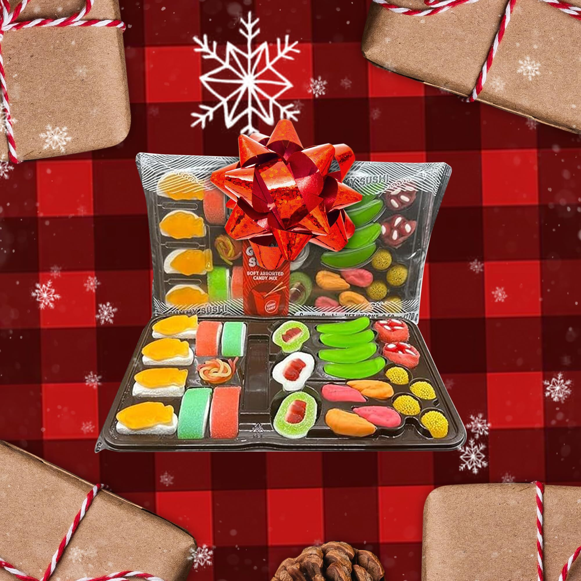 Raindrops - Gummy Candy Large Sushi Bento Box - Yummy Gummy Food Looks Just Like A Sushi - Men's Stocking Stuffer Ideas - (9.5 Oz)