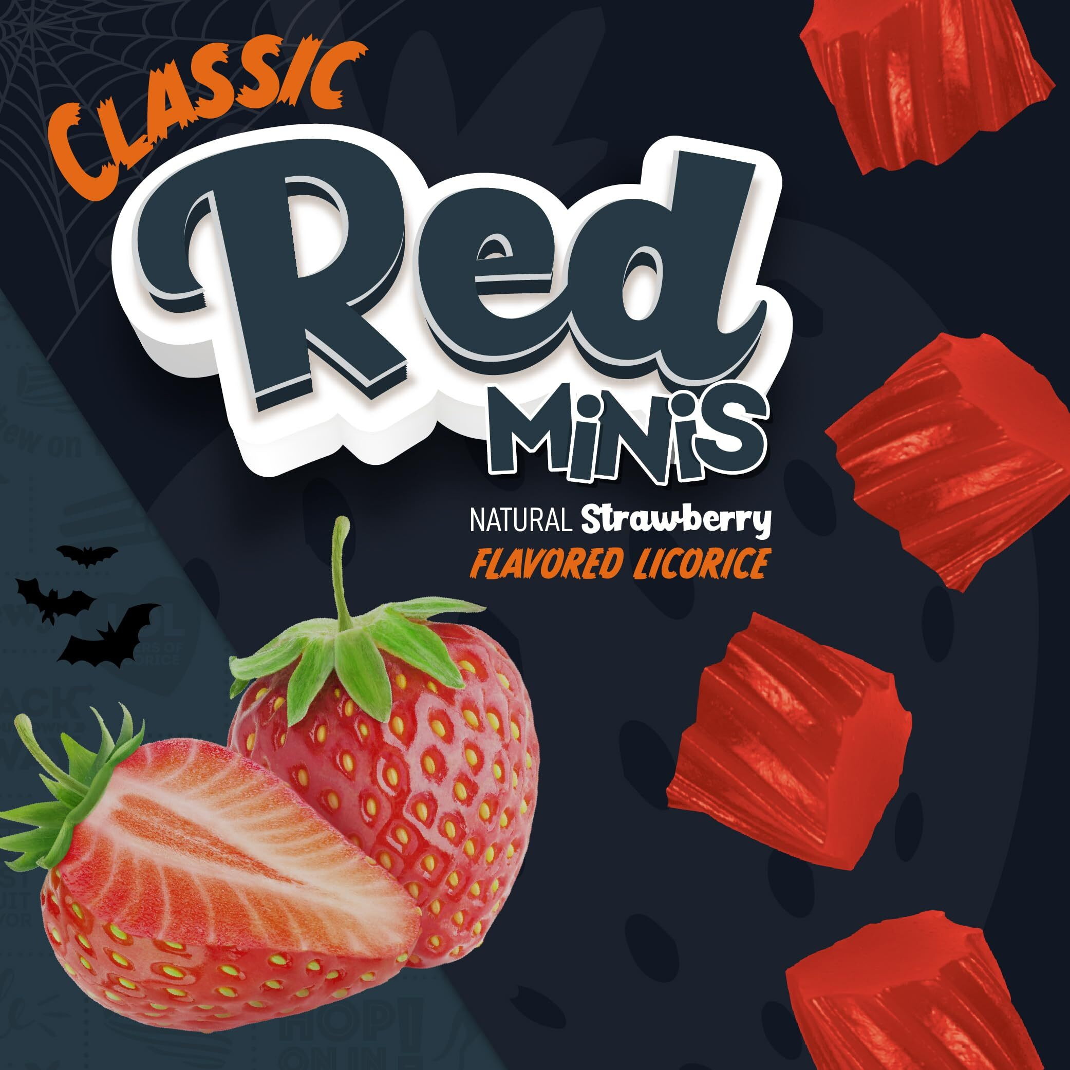 Wiley Wallaby Classic Red Mini Licorice Bites 2.0 Ounce Gourmet Soft & Chewy Australian Strawberry Licorice Candy Bags, 18 Pack