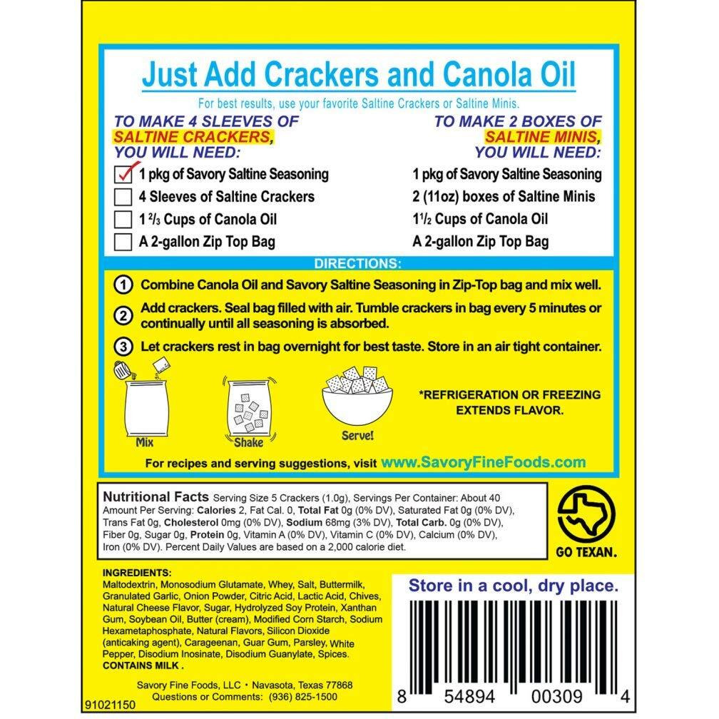 Savory Saltine Seasoning - Low Salt Original Flavor Set Of 4