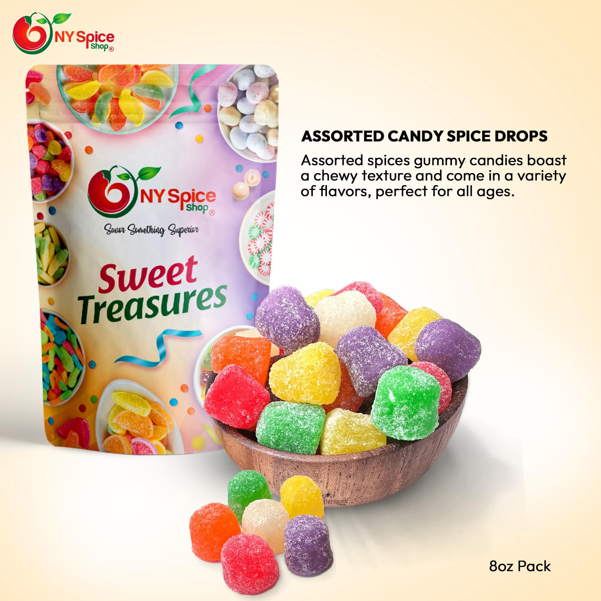 Ny Spice Shop Assorted Spice Drops - Spice Drops - Gum Drops Candy - Gum Drops - Gumdrops - Spiced Gum Drops - Gumdrops Candy - Mini Gum Drops - Spicy Drops - Spice Drops Candy Old Fashioned - 1 Pound