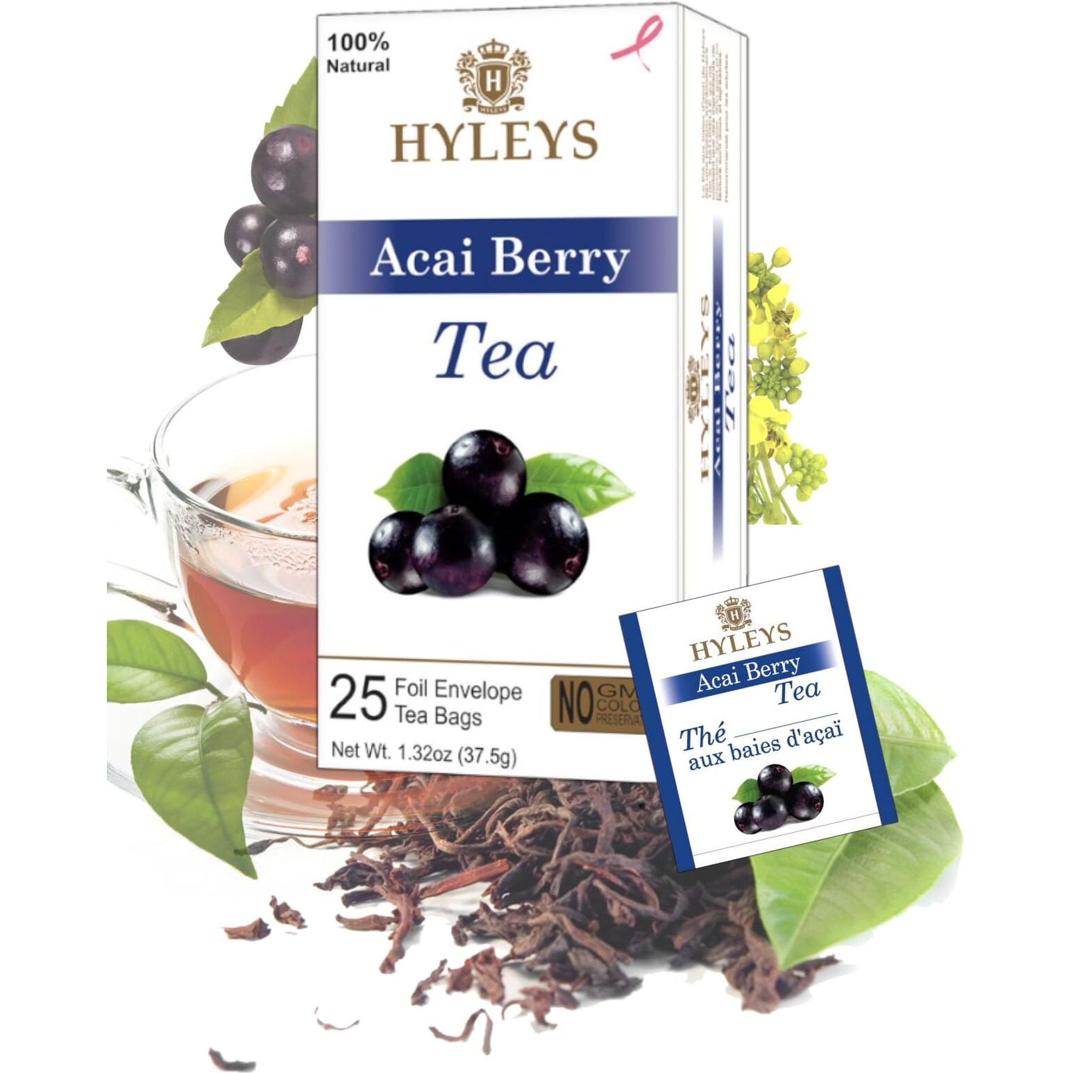 Hyleys Acai Berry Senna Green Tea - Natural Gentle Laxative For Constipation Relief - 25 Tea Bags