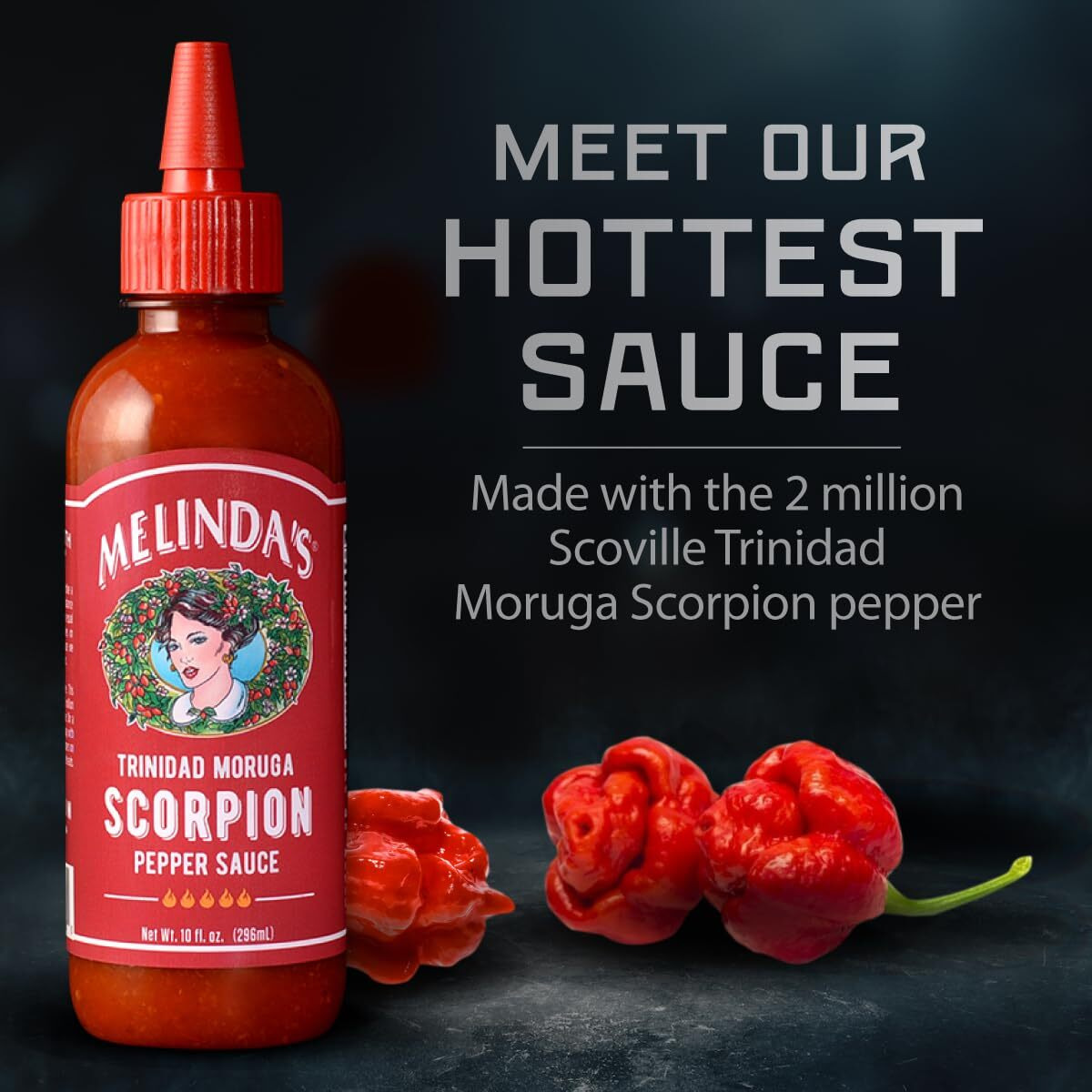 Melindas Scorpion Pepper Hot Sauce - Gourmet Scorpion Hot Sauce - Made With Trinidad Moruga Scorpion Pepper, Carrots, Onion & Lime Juice - Keto, Kosher, Vegan, Gluten Free Hot Sauce - 10Oz, 1 Pack