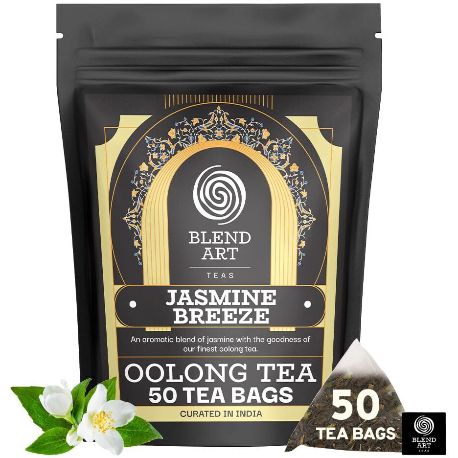 Jasmine Oolong Tea Bags, 50 Count Plant Based Gluten Free High Mountain Oolong Tea - Unsweetened Tea | Light & Floral | Hot Brew, Iced Or Kombucha Tea | Relaxation Tea | Loose Leaf Tea Bags