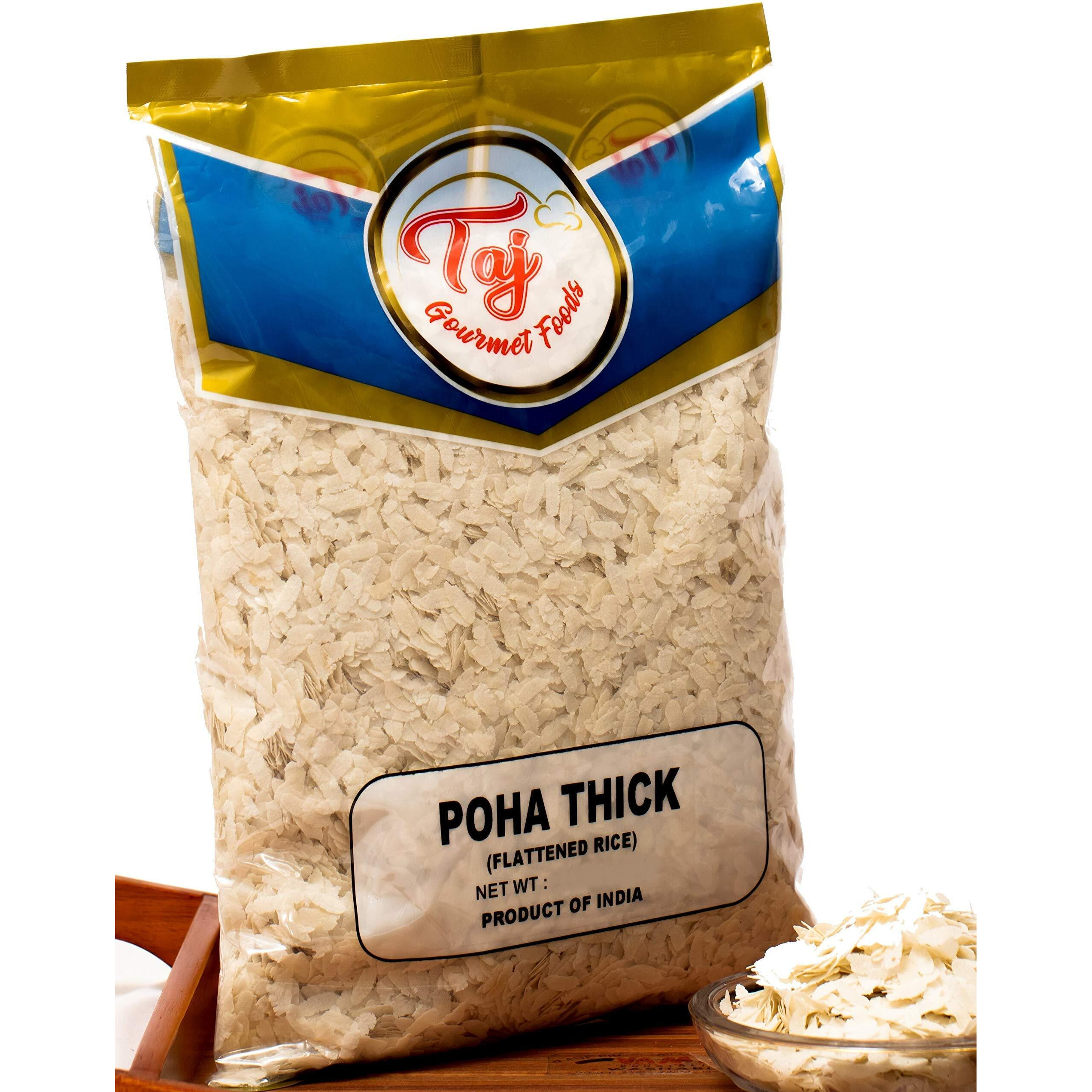 Taj Indian Poha Powa Flattened Rice (Thick, 4-Pounds)