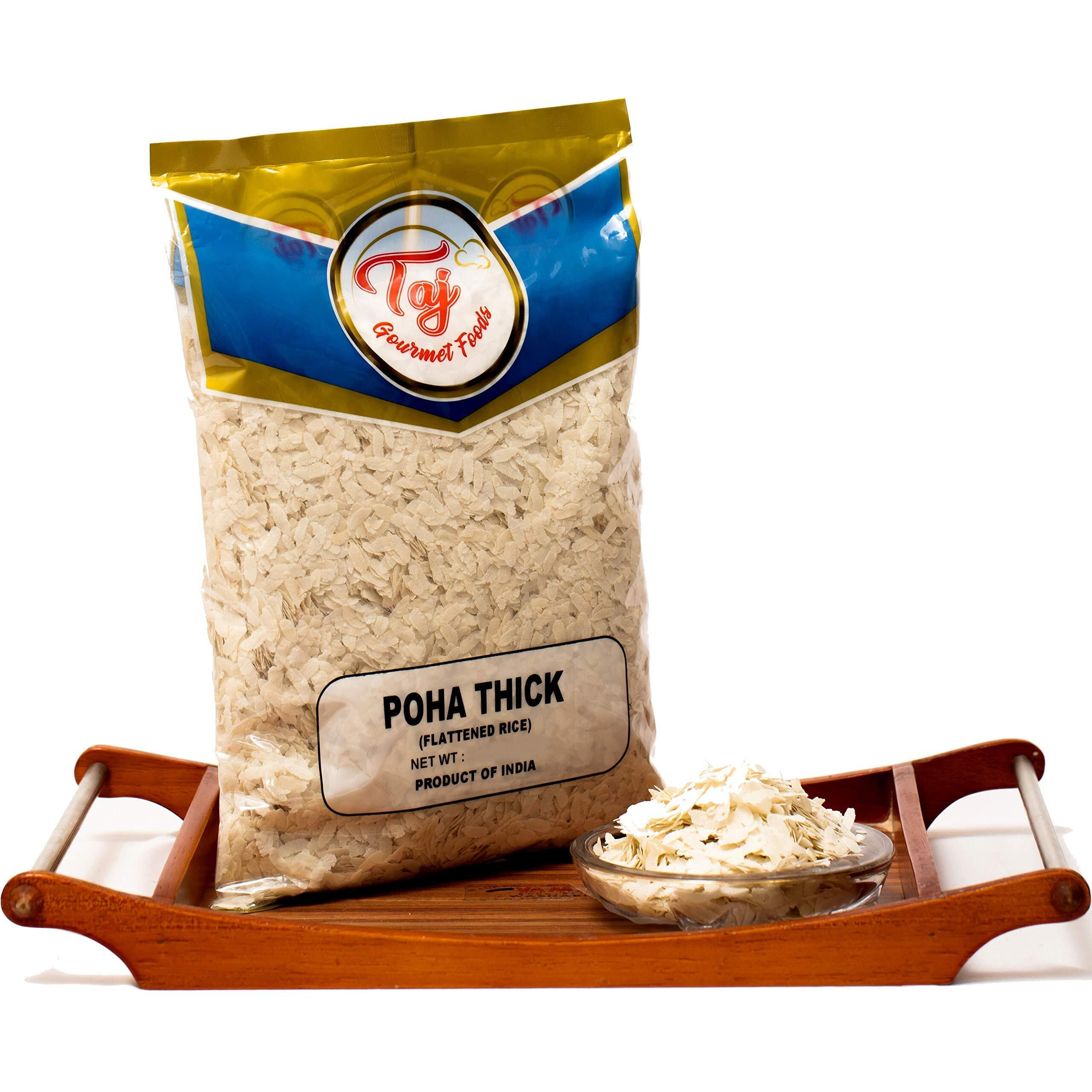 Taj Indian Poha Powa Flattened Rice (Thick, 4-Pounds)