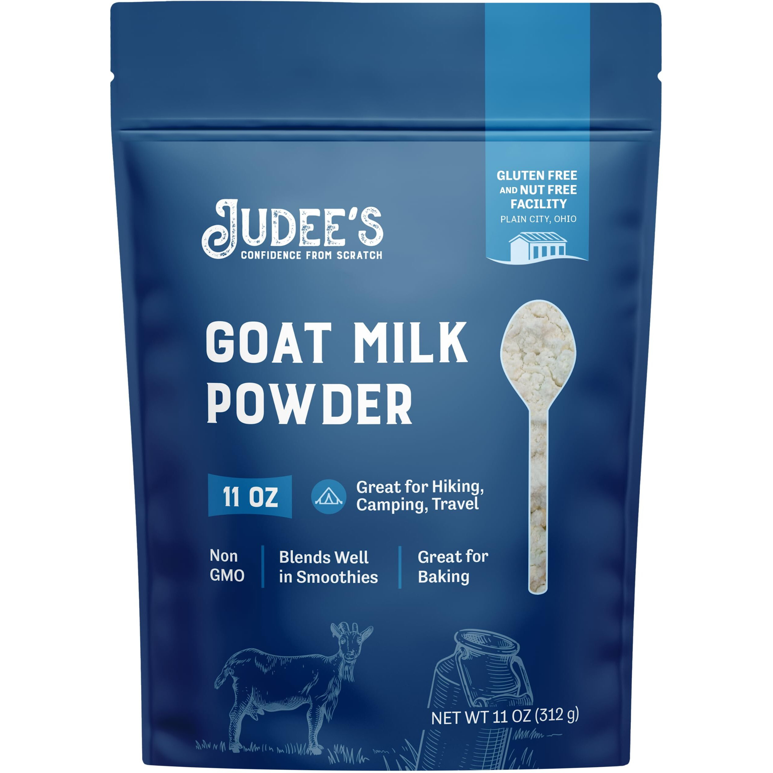 Judees Goat Milk Powder 11 Oz - Blends Well In Smoothies And Great For Baking - Convenient For Travel, Hiking, And Camping - Non-Gmo, Gluten-Free And Nut-Free