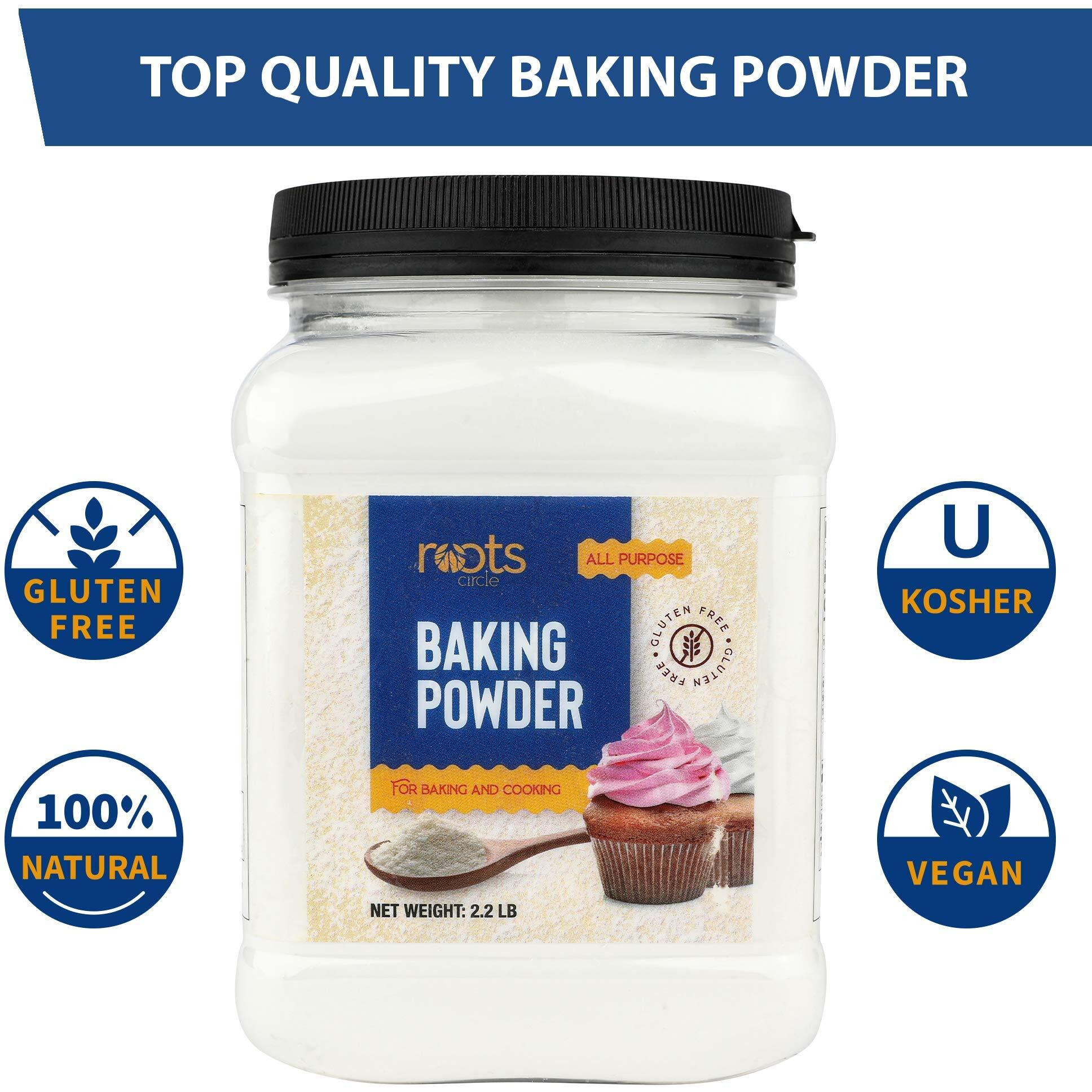 Roots Circle Baking Powder | Gluten-Free All-Purpose Leavening Agent For Cooking And Baked Goods, Desserts, Breads, & Cake | Vegan & Kosher-Safe | 4Lb [70Oz] Airtight Bulk Container