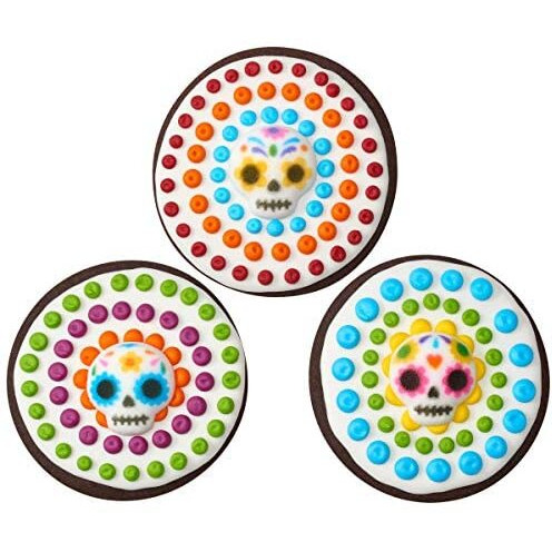 Ncs Day Of The Dead, Dia De Muerto, Skull Edible Sugar Cake Toppers, 12 Count - Great For Cupcakes, Cookies, Donuts Cakes, Cakes Pops