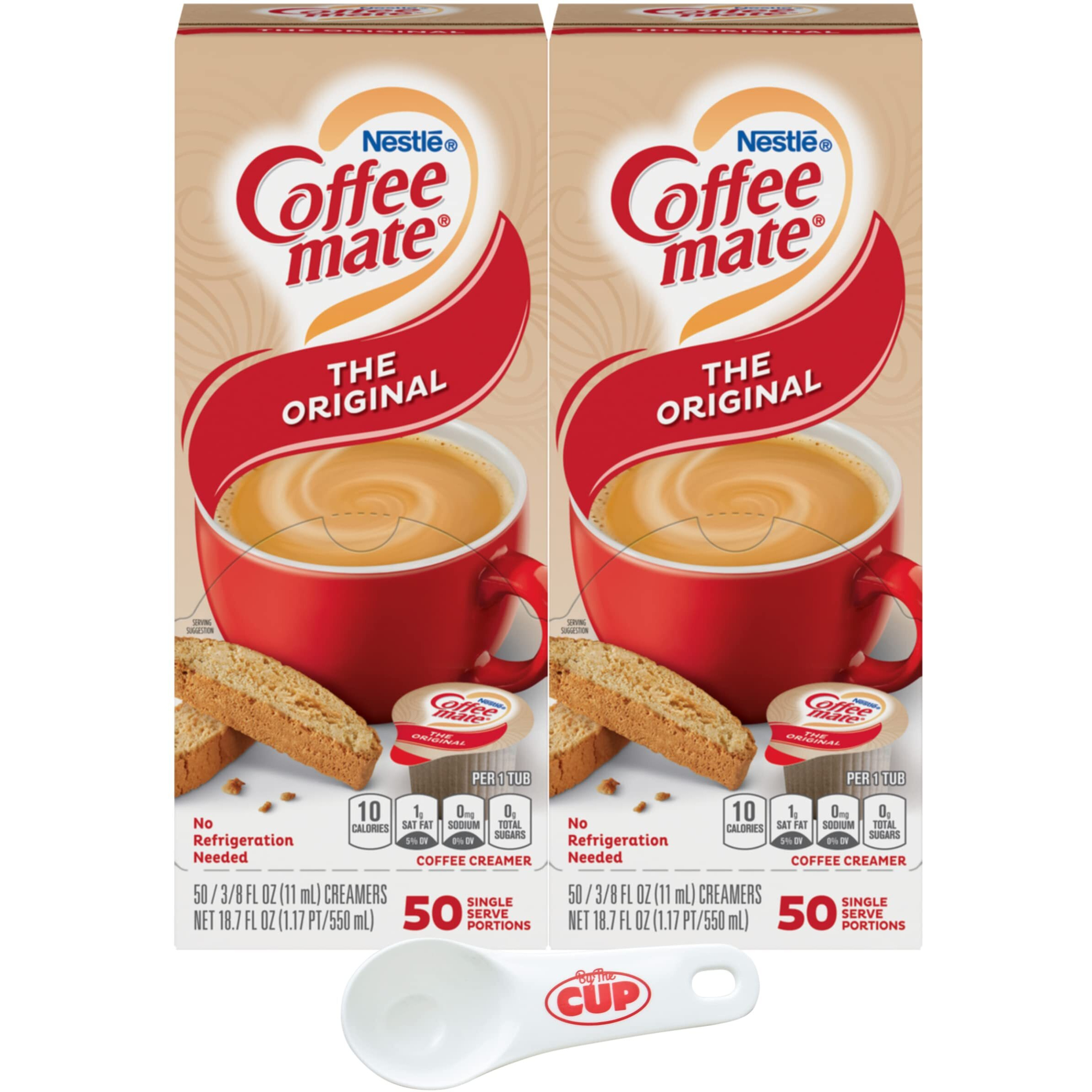 Nestle Coffee Mate Liquid Coffee Creamer Singles, Original, 50 Ct Box (Pack Of 2) With By The Cup Coffee Scoop