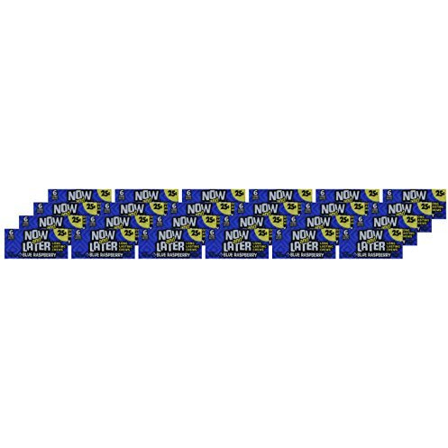 Now & Later Original Taffy Chews Candy, Blue Raspberry, 0.91 Ounce (Pack Of 24)