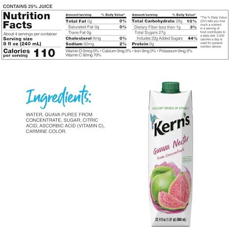 Kern's Guava Nectar, 32.4 Fl Oz (Pack Of 12)