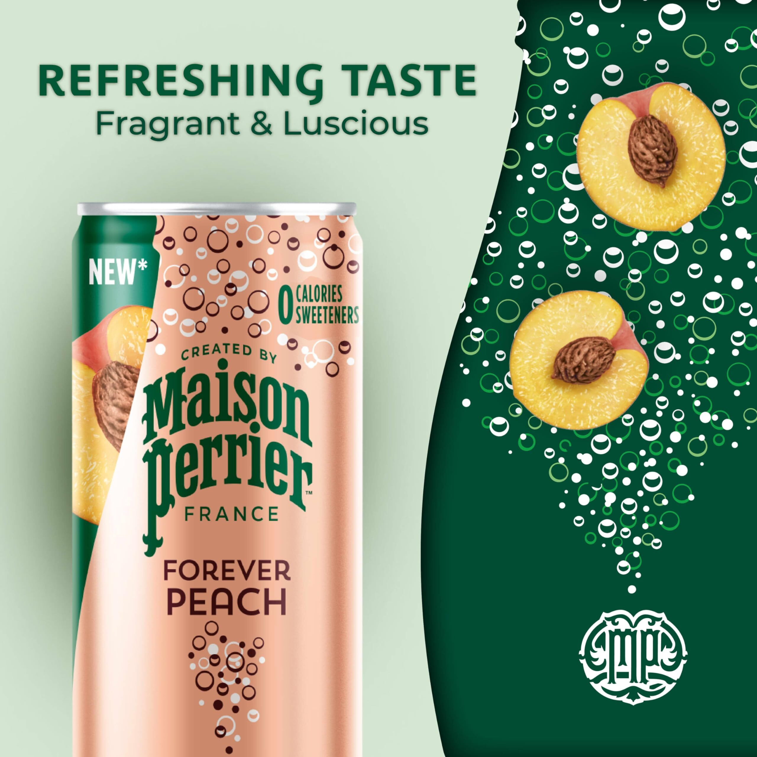 Maison Perrier Forever Peach Flavored Sparkling Water, 11.15 Fl Oz Cans, 8 Count, 3 Pack 267.6 Fl Oz