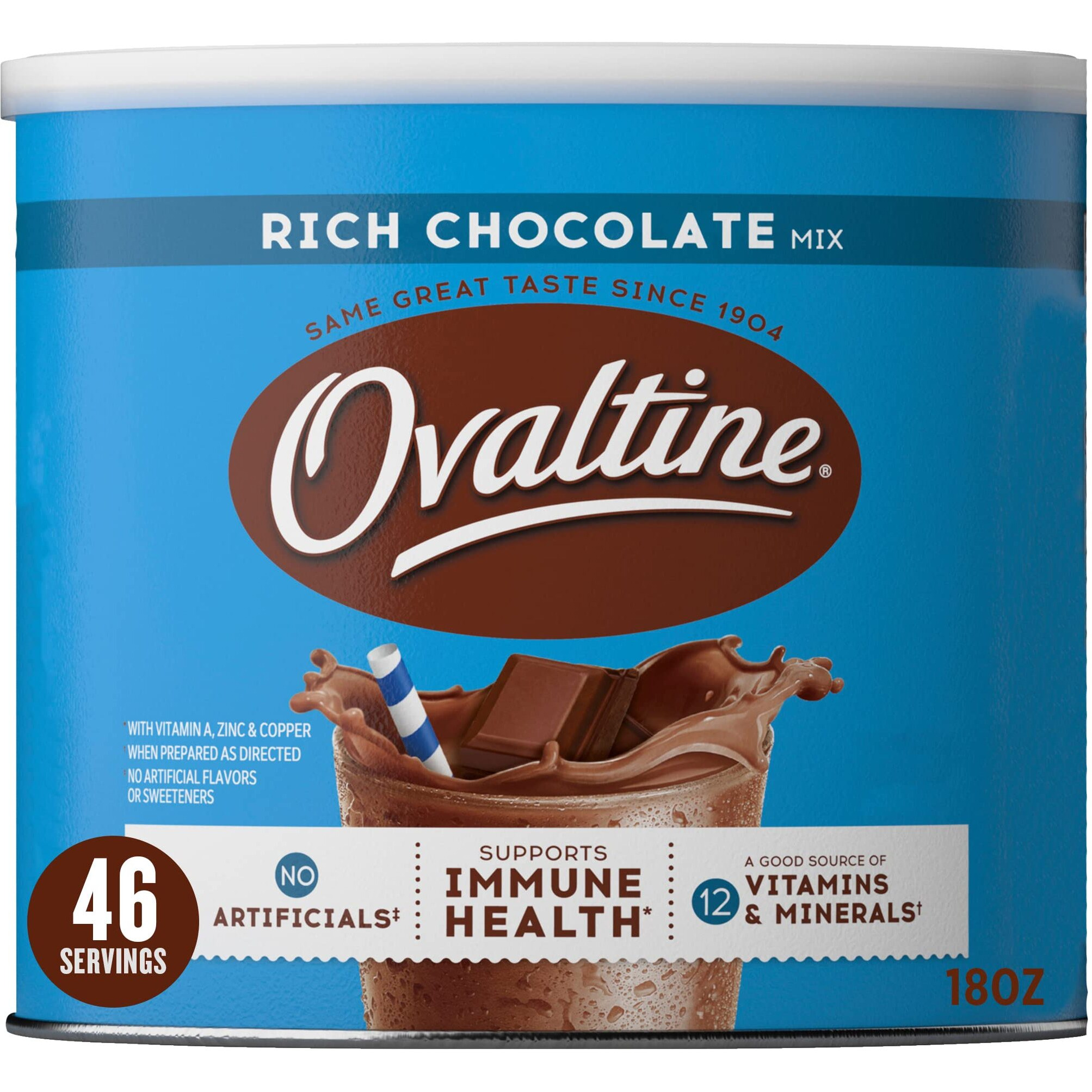Ovaltine Rich Chocolate Milk Mix 18 Oz. Canister (Pack Of 4)