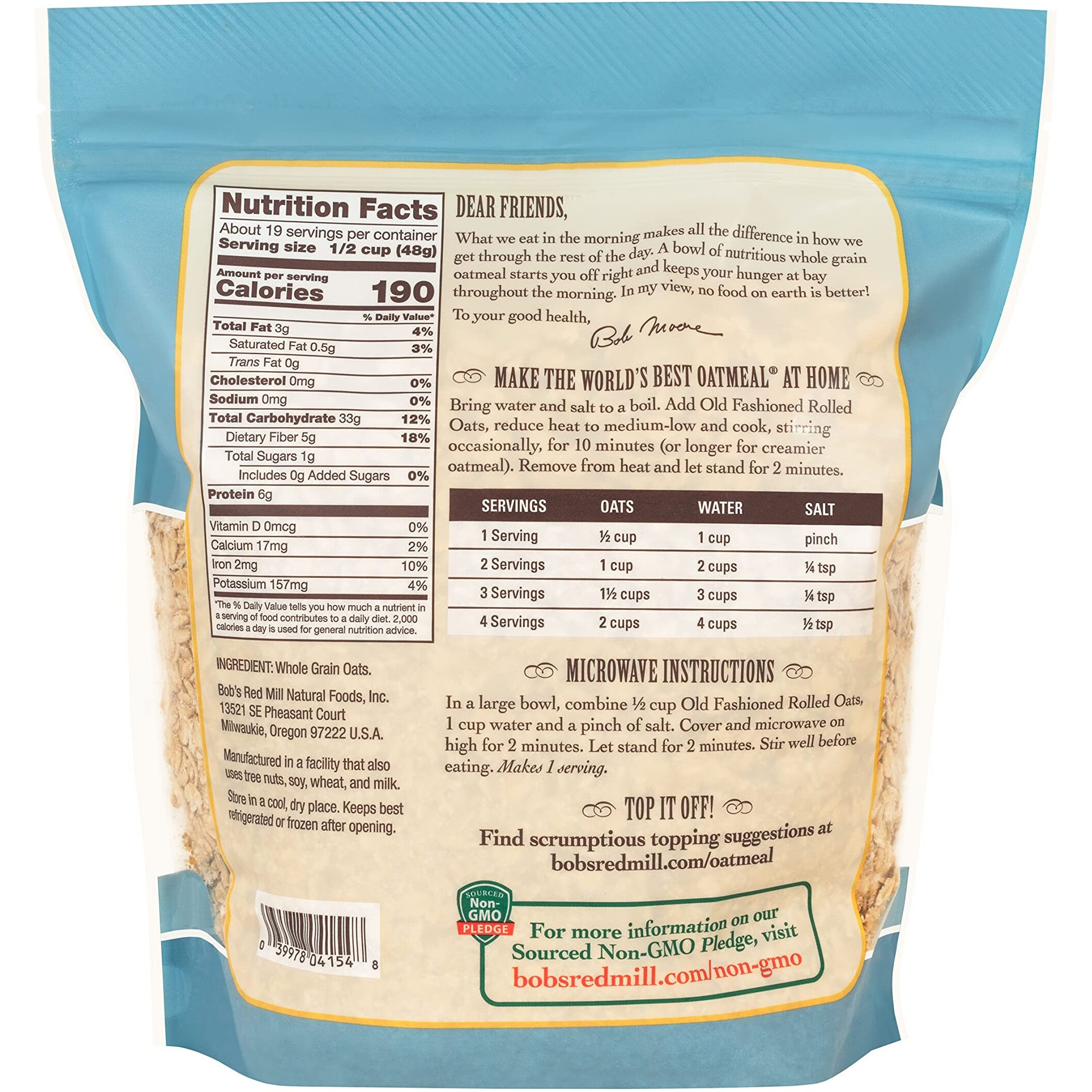 Bob's Red Mill Old Fashioned Regular Rolled Oats, 32 Ounce (Pack Of 4)