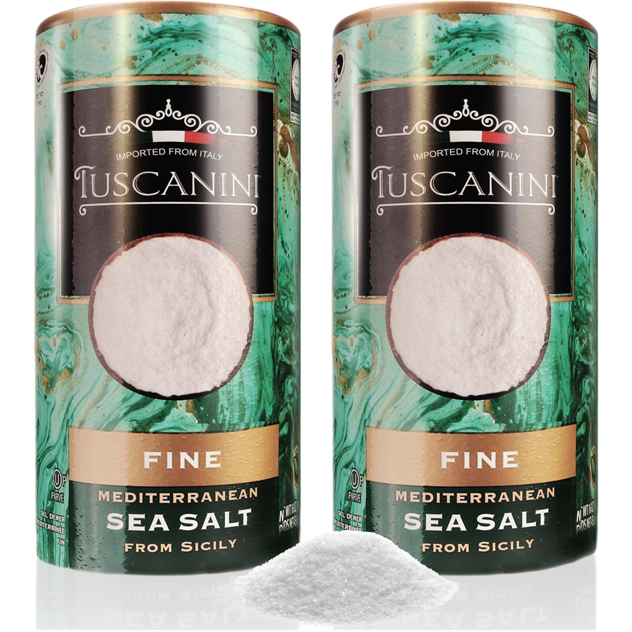 Tuscanini Premium Italian Fine Sea Salt, 16Oz Tube (2 Pack) | Authentic Mediterranean Sea Salt From Sicily