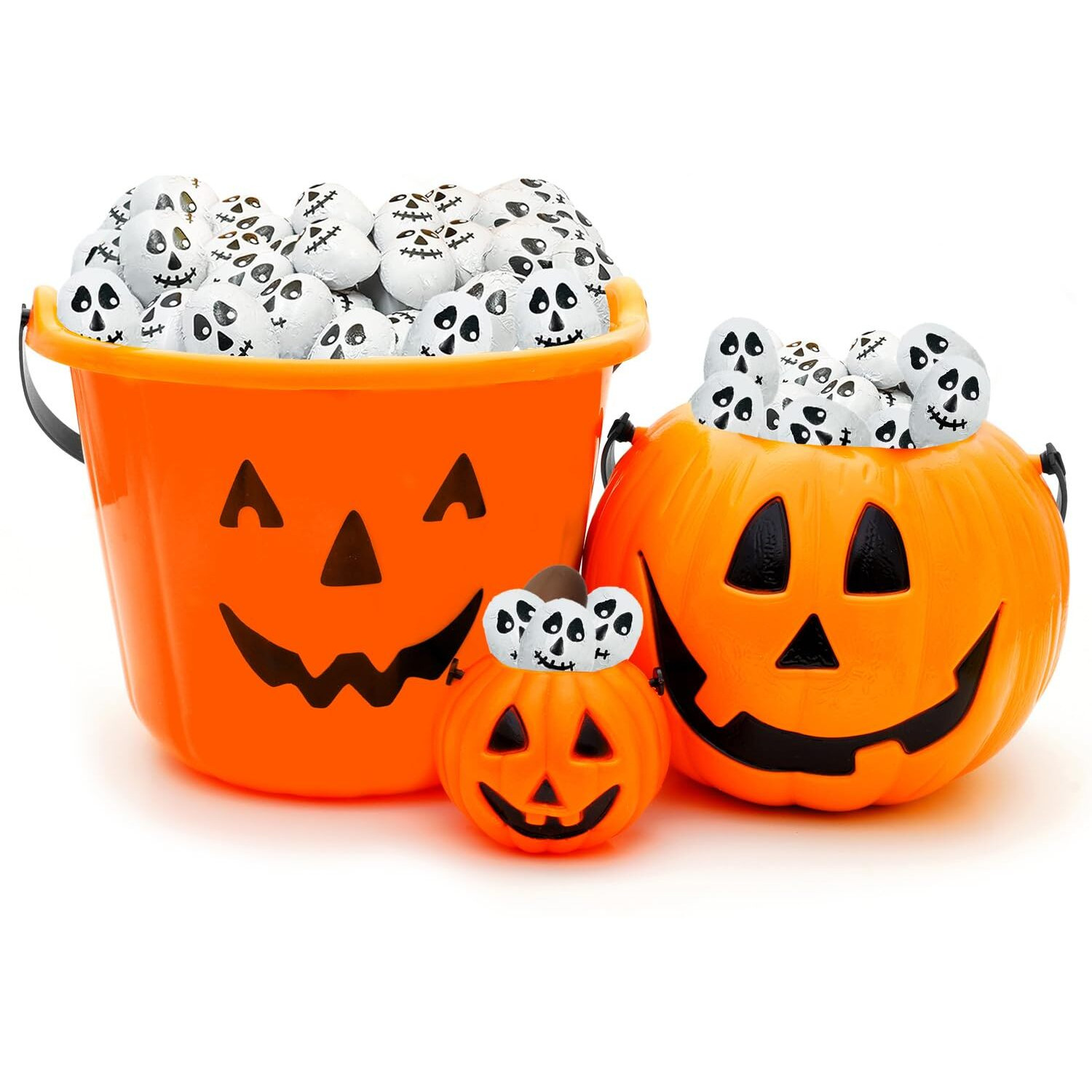 Fruidles Halloween Skulls, Double Crisp, Trick-Or-Treat Party Bag Fillers, Individually Wrapped In Multi-Color Skull Design Foils, Kosher Certified (1 Pound)